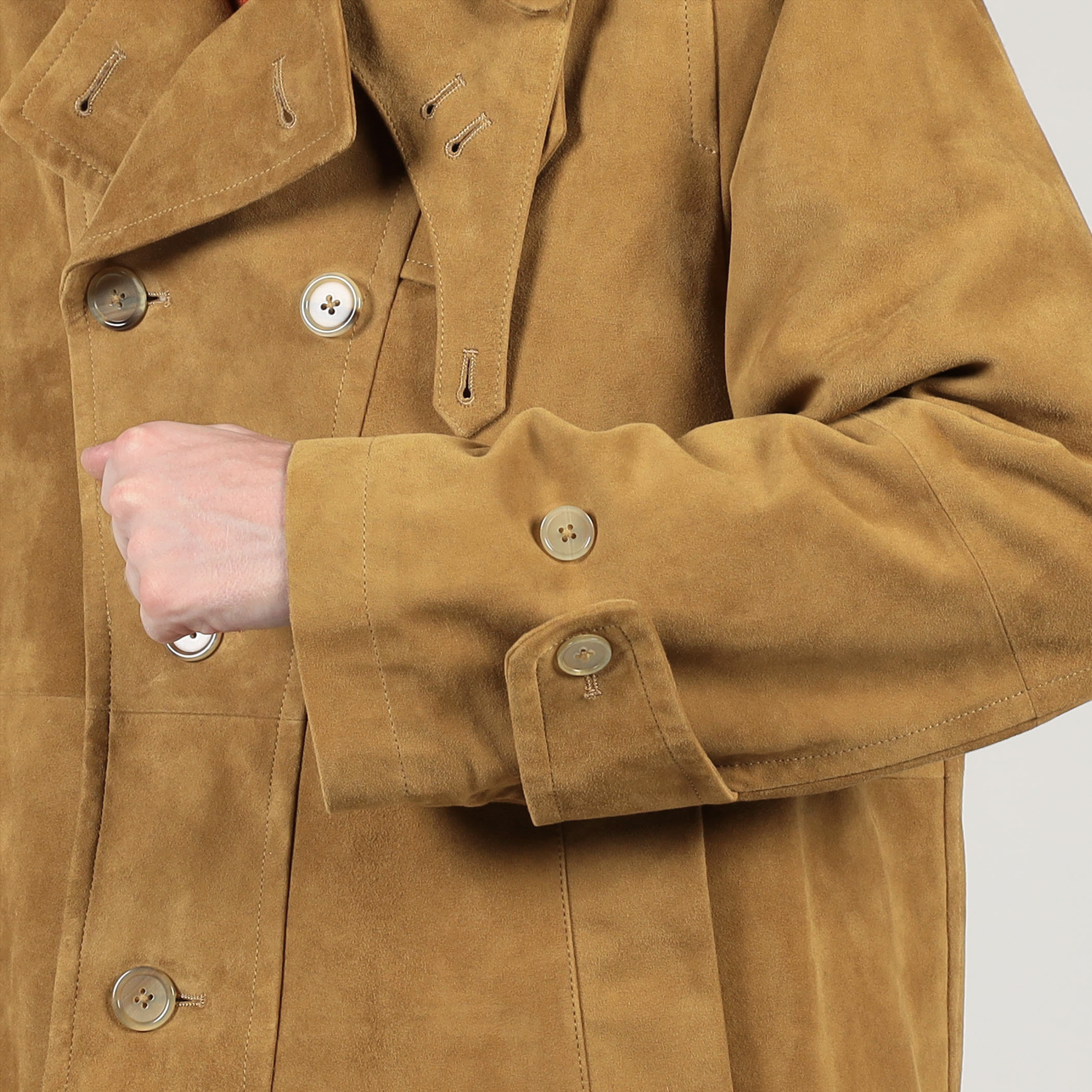 ゴートスウェード シングルブレステッド ハーフコート