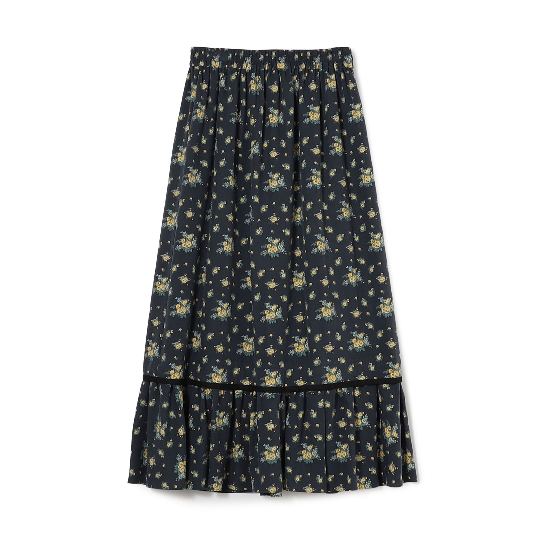 レーヨンプリント ティアードマキシスカート