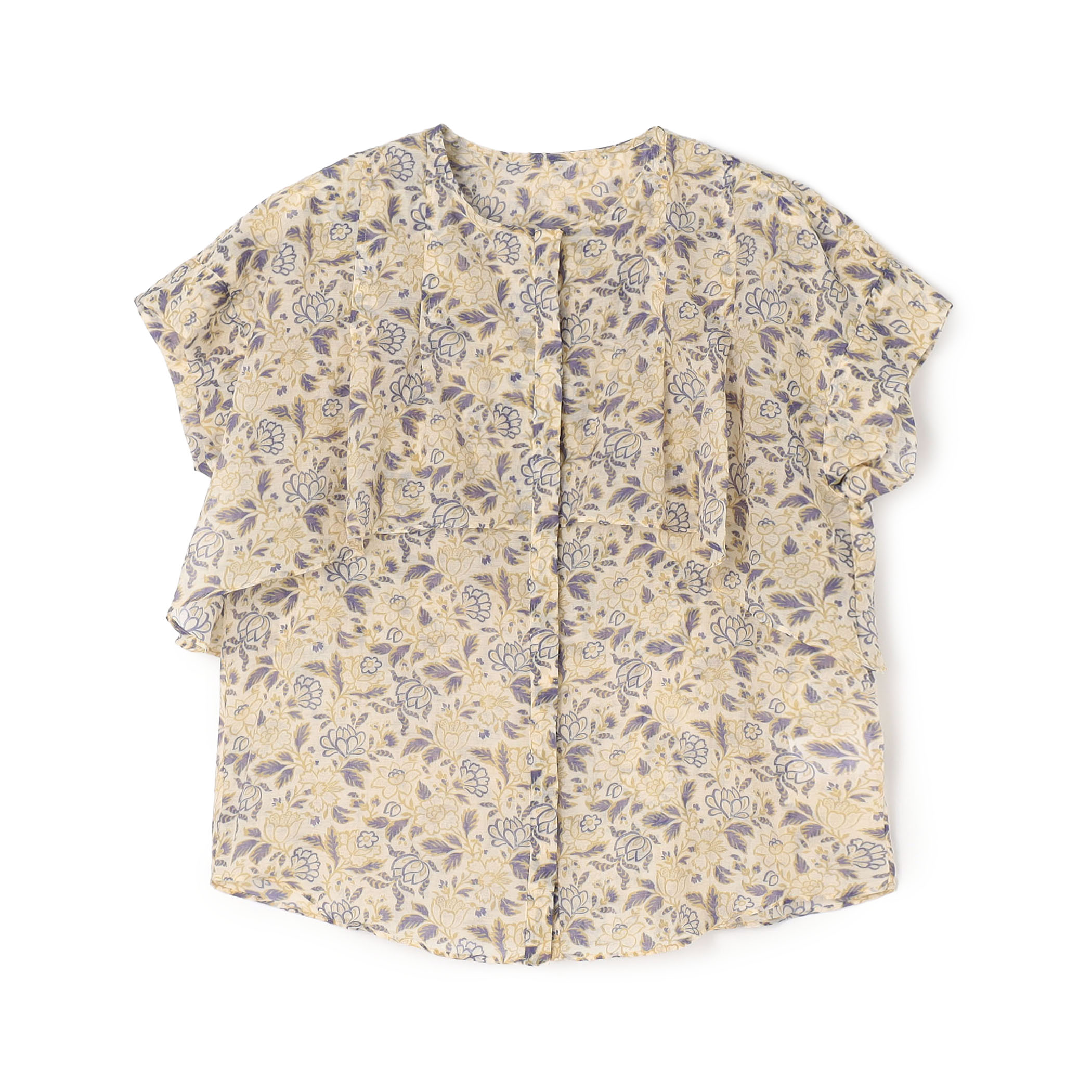 コットンポリエステルプリント レイヤードブラウス