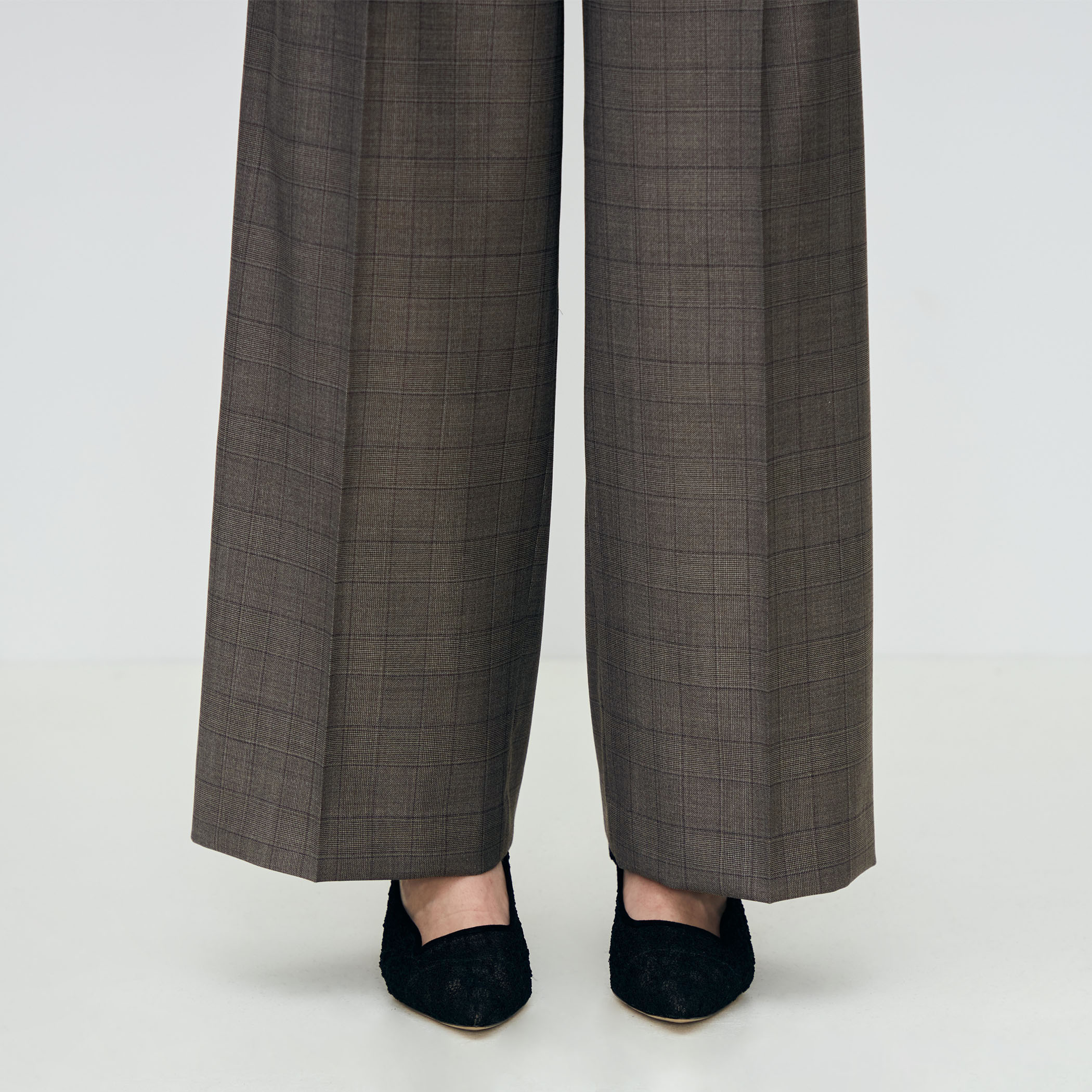 365 GLEN CHECK タックワイドパンツ｜トゥモローランド 公式通販