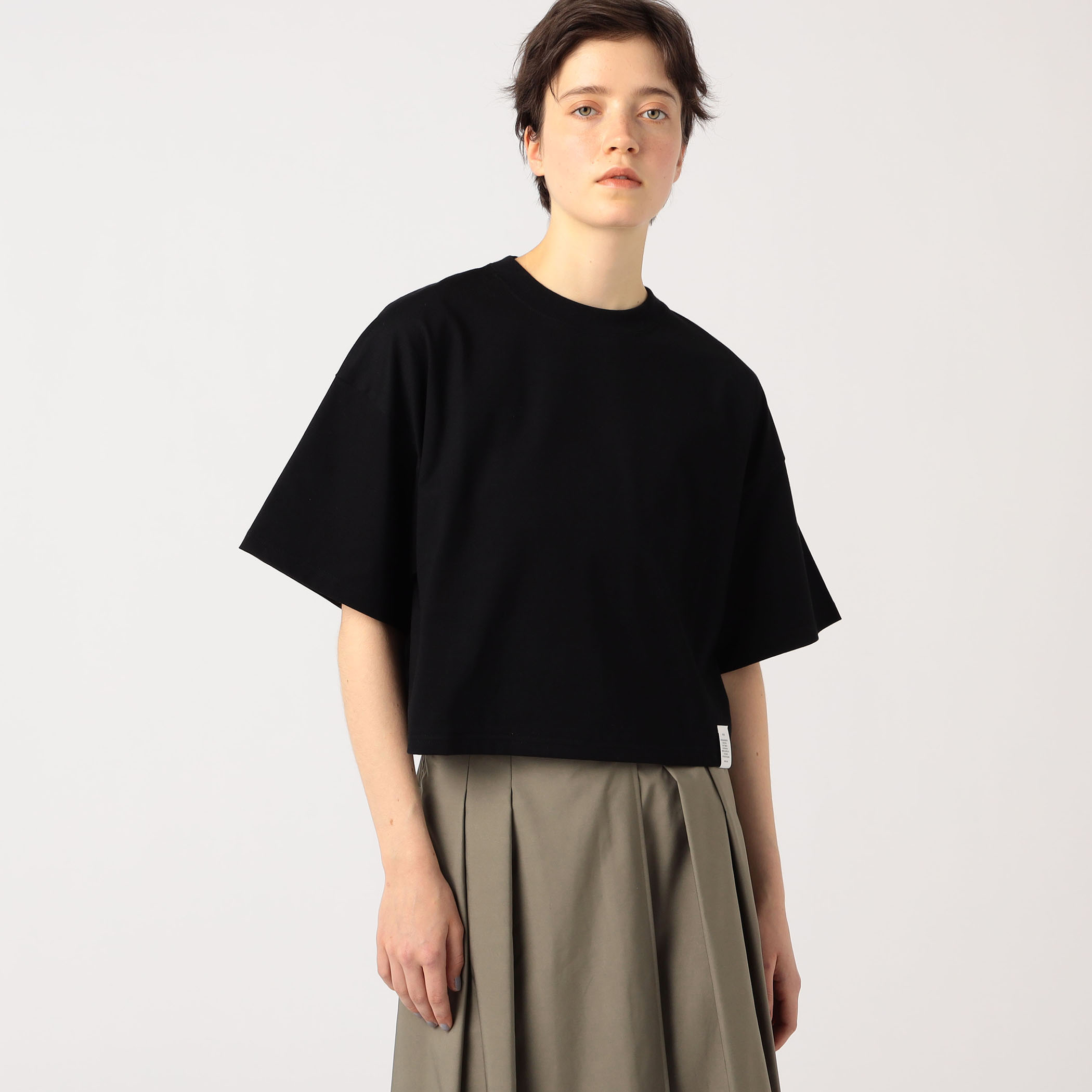 HYKE CROPPED SHORT-SLV TEE ハイク Tシャツ