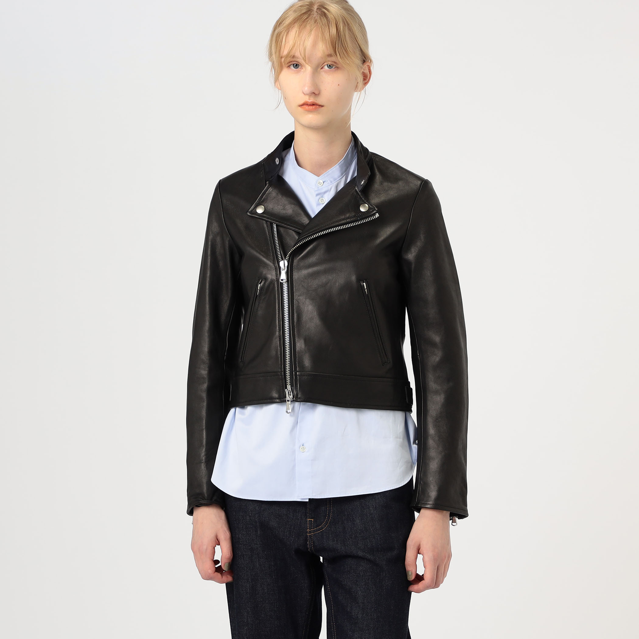 Edition トゥモローランド ラムレザージャケット ブラック 2 ライダース ラムレザー ライダースジャケット｜トゥモローランド 公式通販