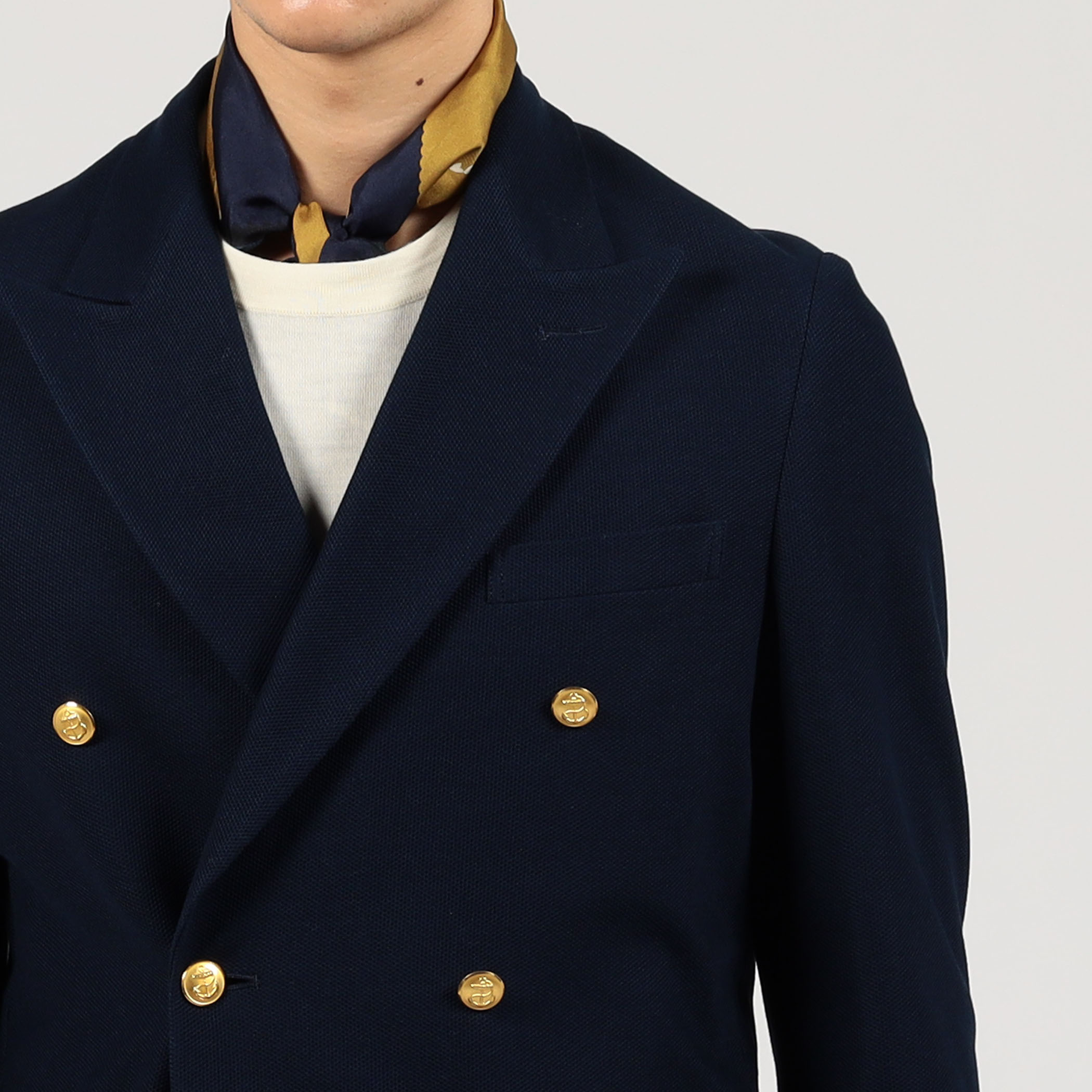 □コットンダブルニット ダブルブレステッド6Bブレザー DONDY