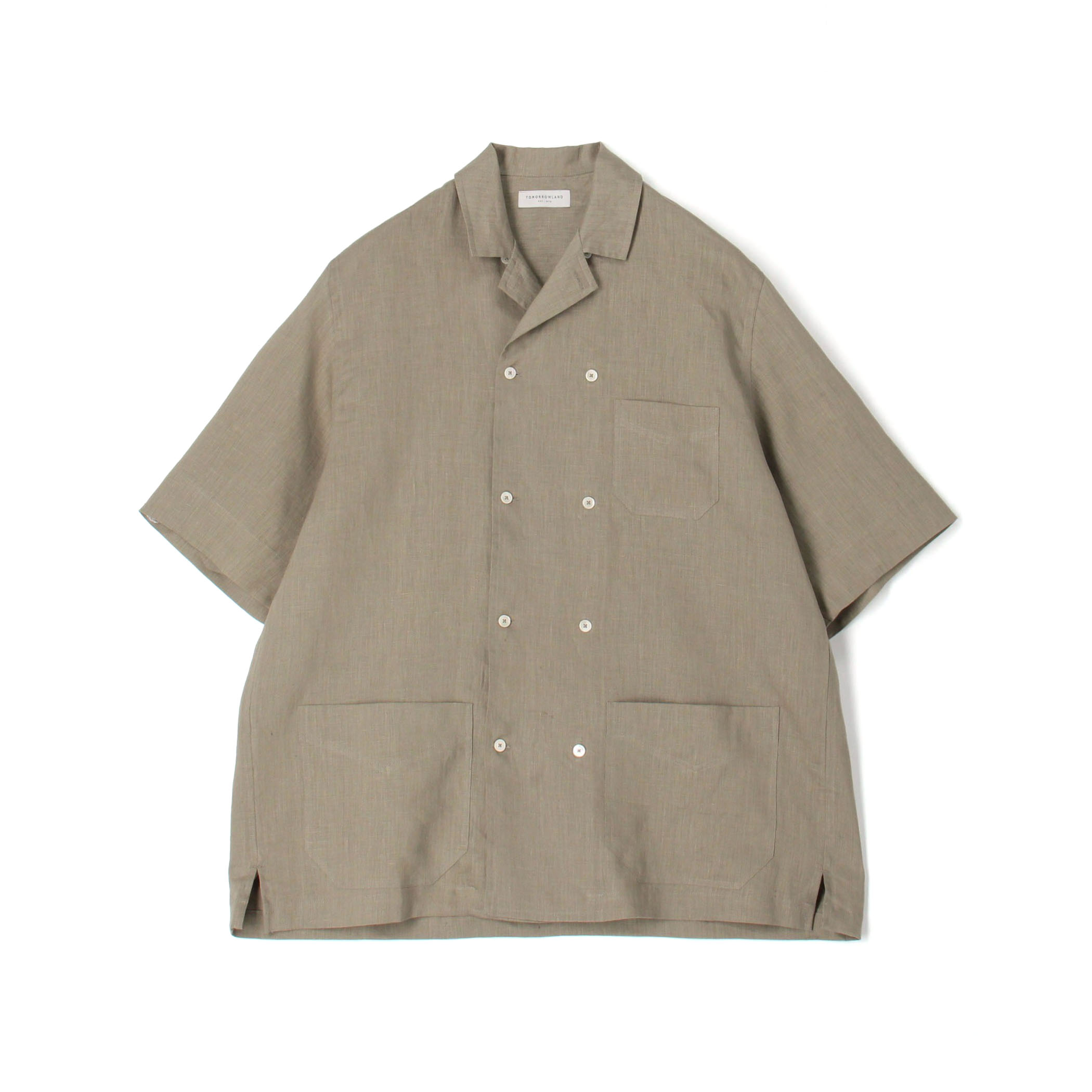リネン ダブルブレステッド ハーフスリーブシャツ
