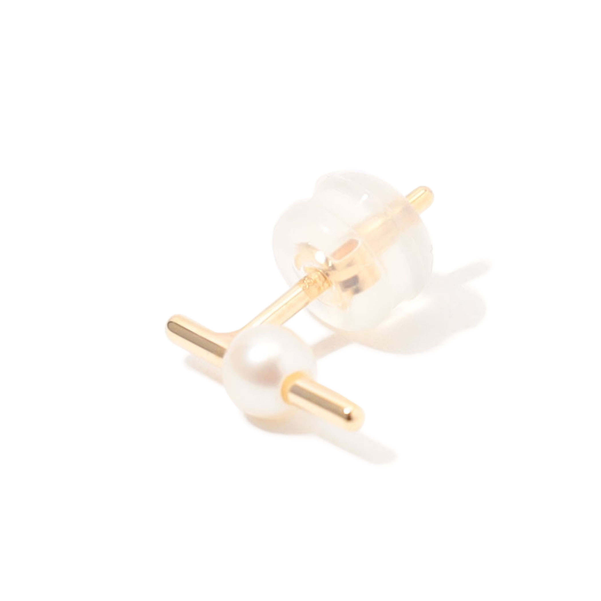 ヒロタカ HIROTAKA パール ピアス ショートバー ダイヤモンド ピアス / アコヤパール キャッチ