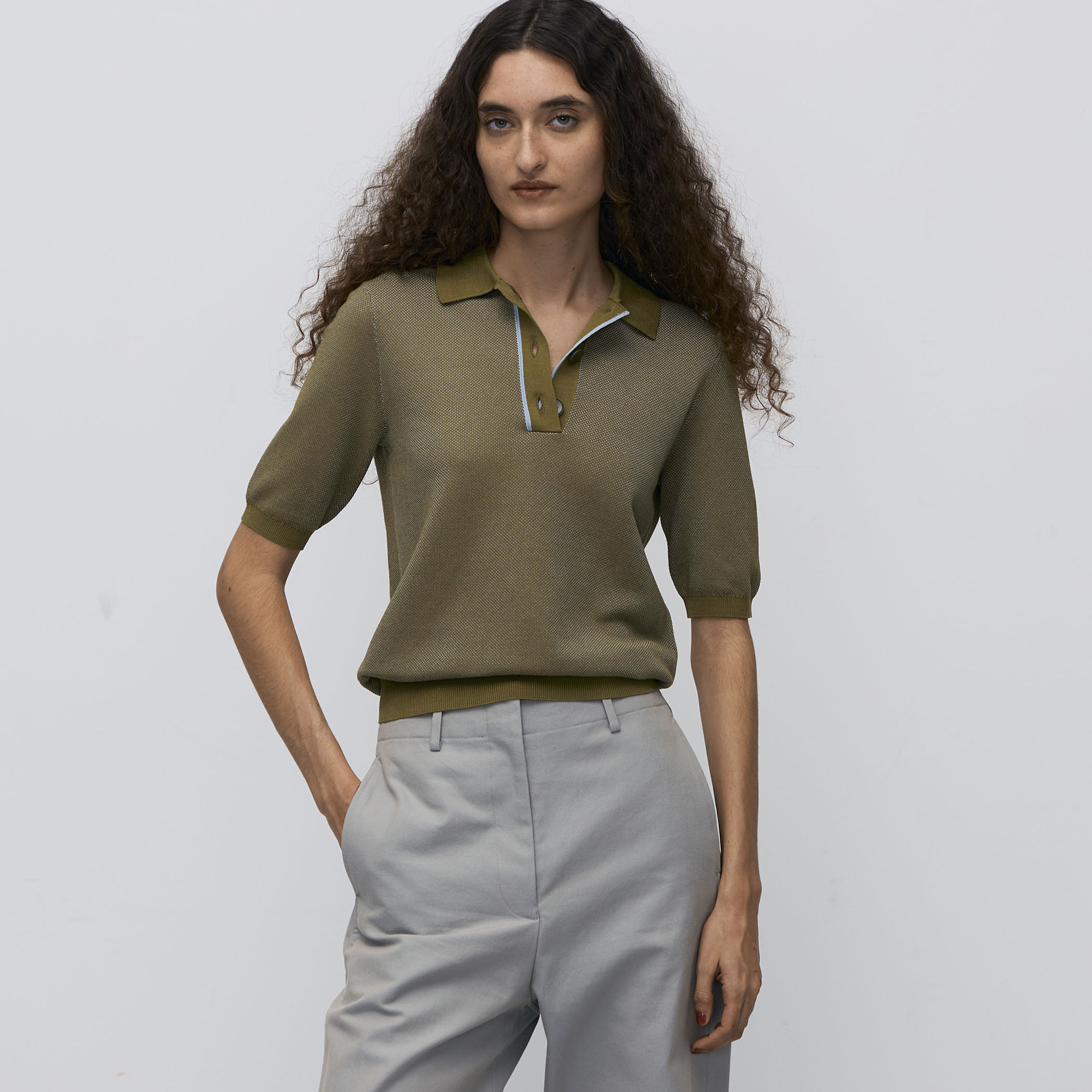 ダブルカラーピケ ミニポロカラーハーフスリーブ｜トゥモローランド