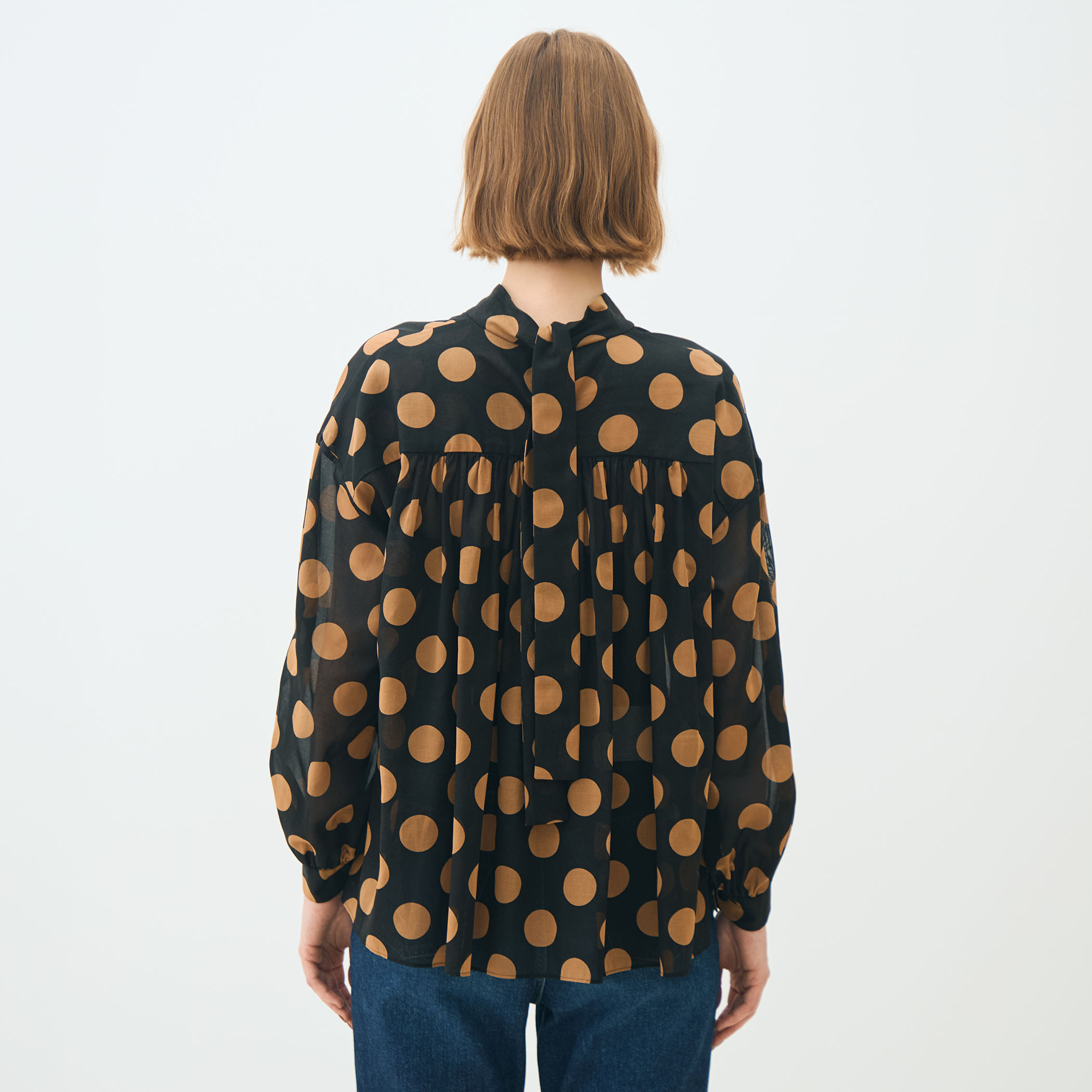 TOMORROWLAND 24AW ラルジュドットプリント バックリボンブラウス ラルジュドットプリント バックリボンブラウス