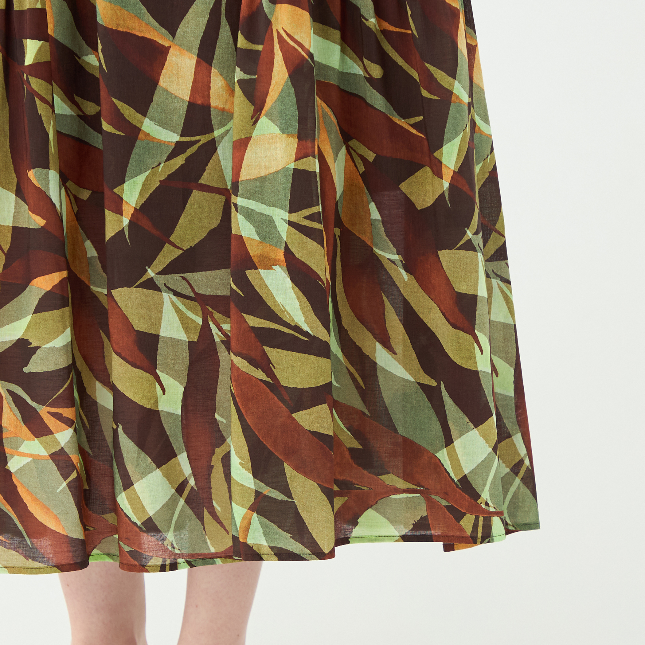 ボールジィ＊プラッドリーフプリントカシュクールワンピース グリーン系 洗える スタックリーフプリント カシュクールライクワンピース