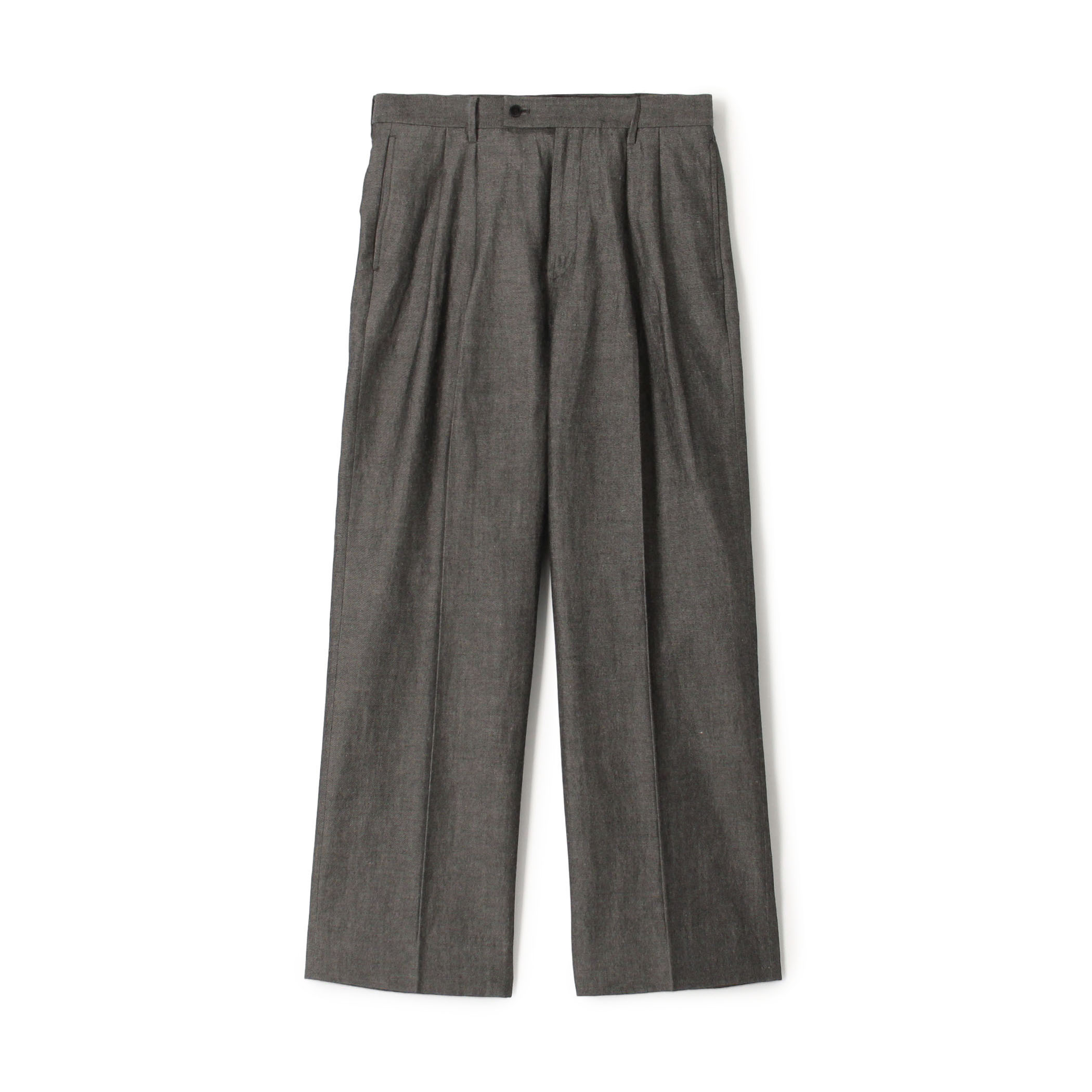 ウールリネンコットン 2タックワイドストレートパンツ