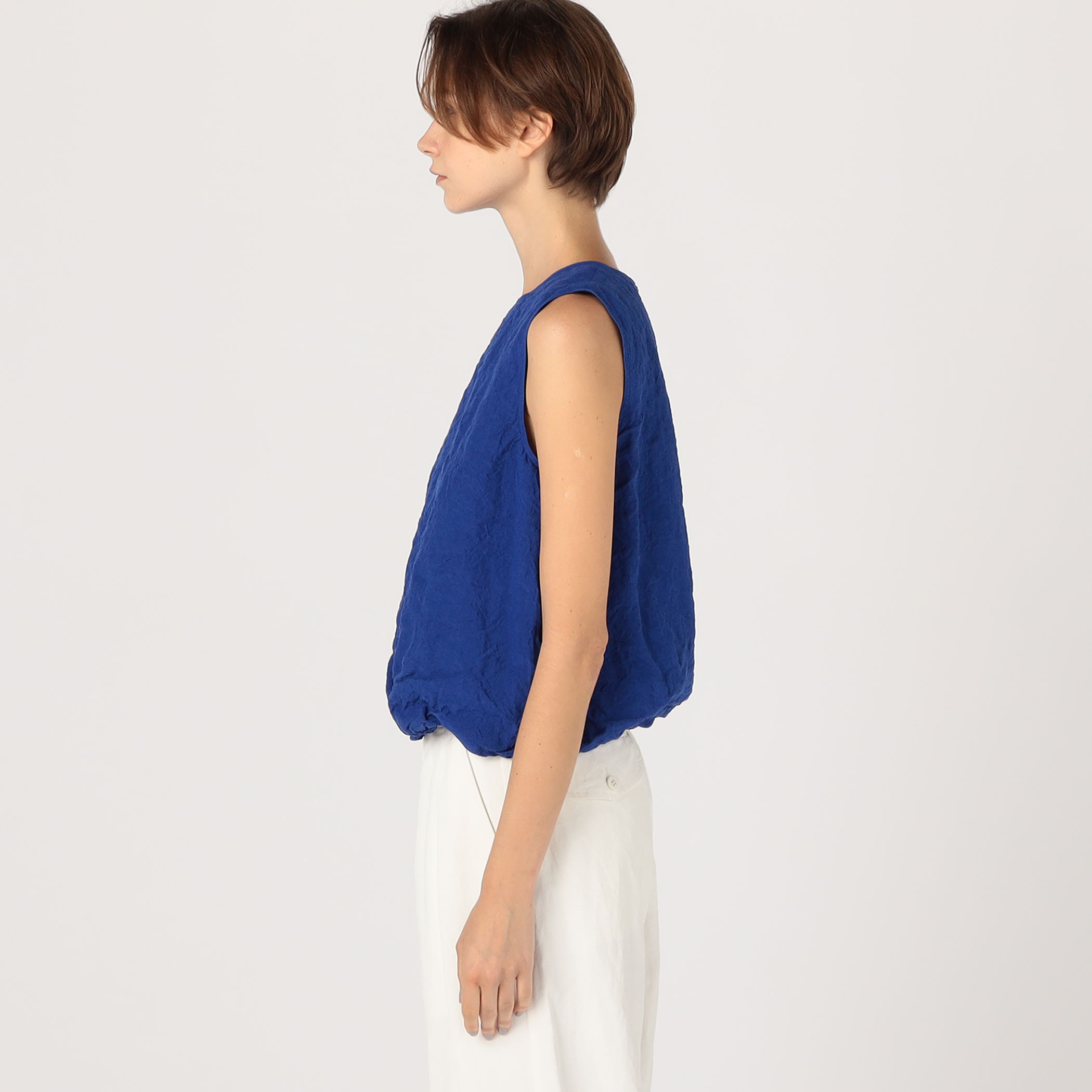 美品 ギャルリーヴィー リネンノースリーブブラウスカットワークレース F 紫 Dot and Stripes CHILD WOMAN チャイルドウーマン,80ボイル