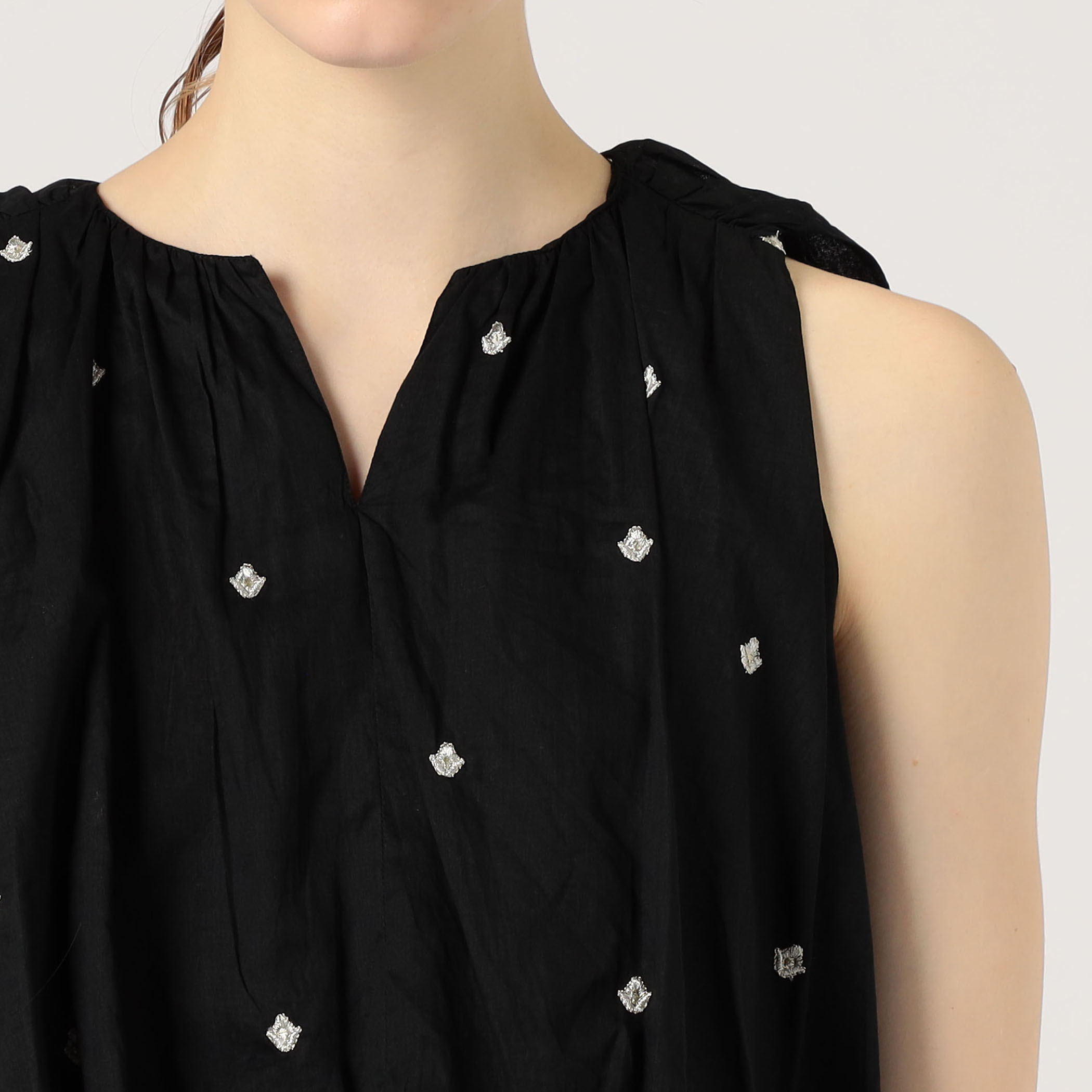 ne Quittez pas BLACK POPLIN ORGANZEシャツ 別注】ne Quittez pas BLACK POPLIN ORGANZEシャツ