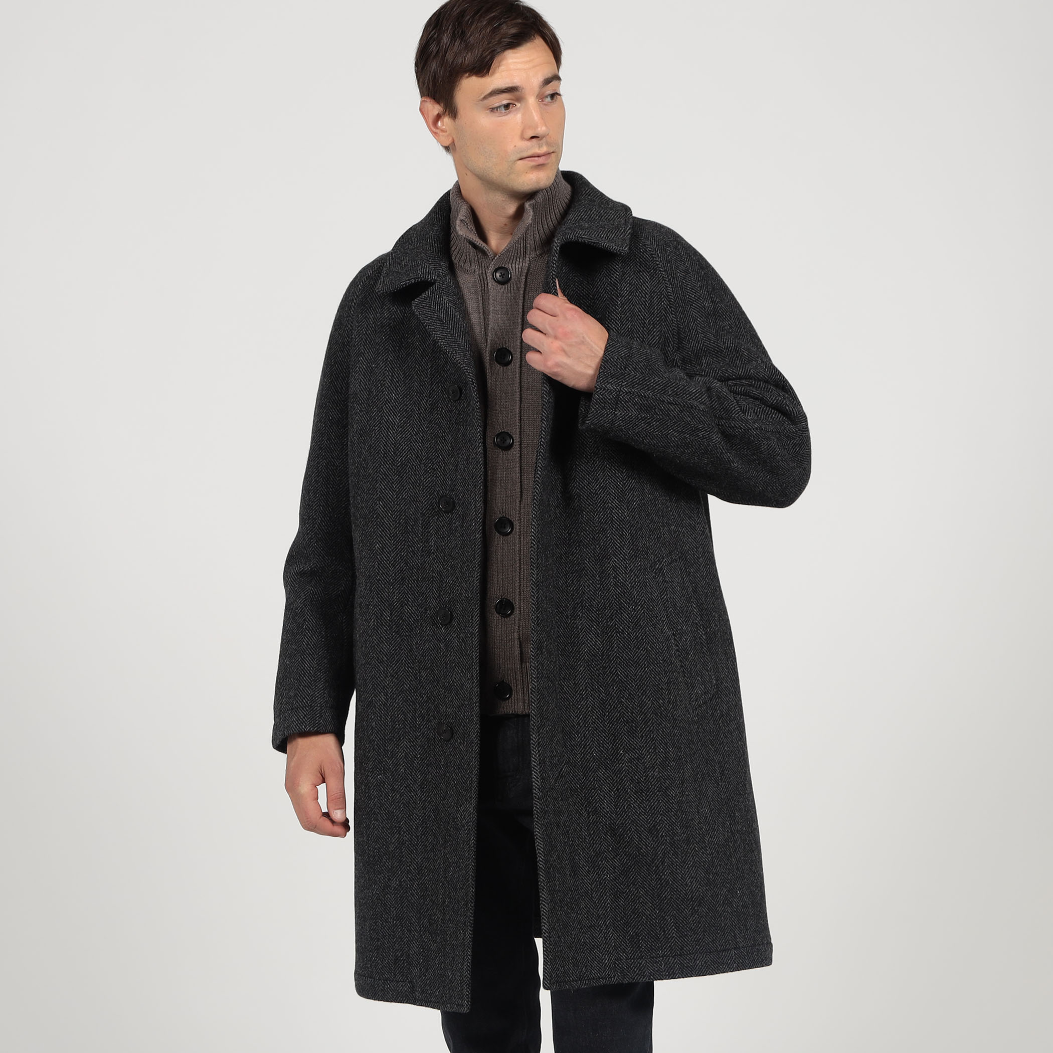 ブリティッシュウールツイード バルカラーコート ZANIERI