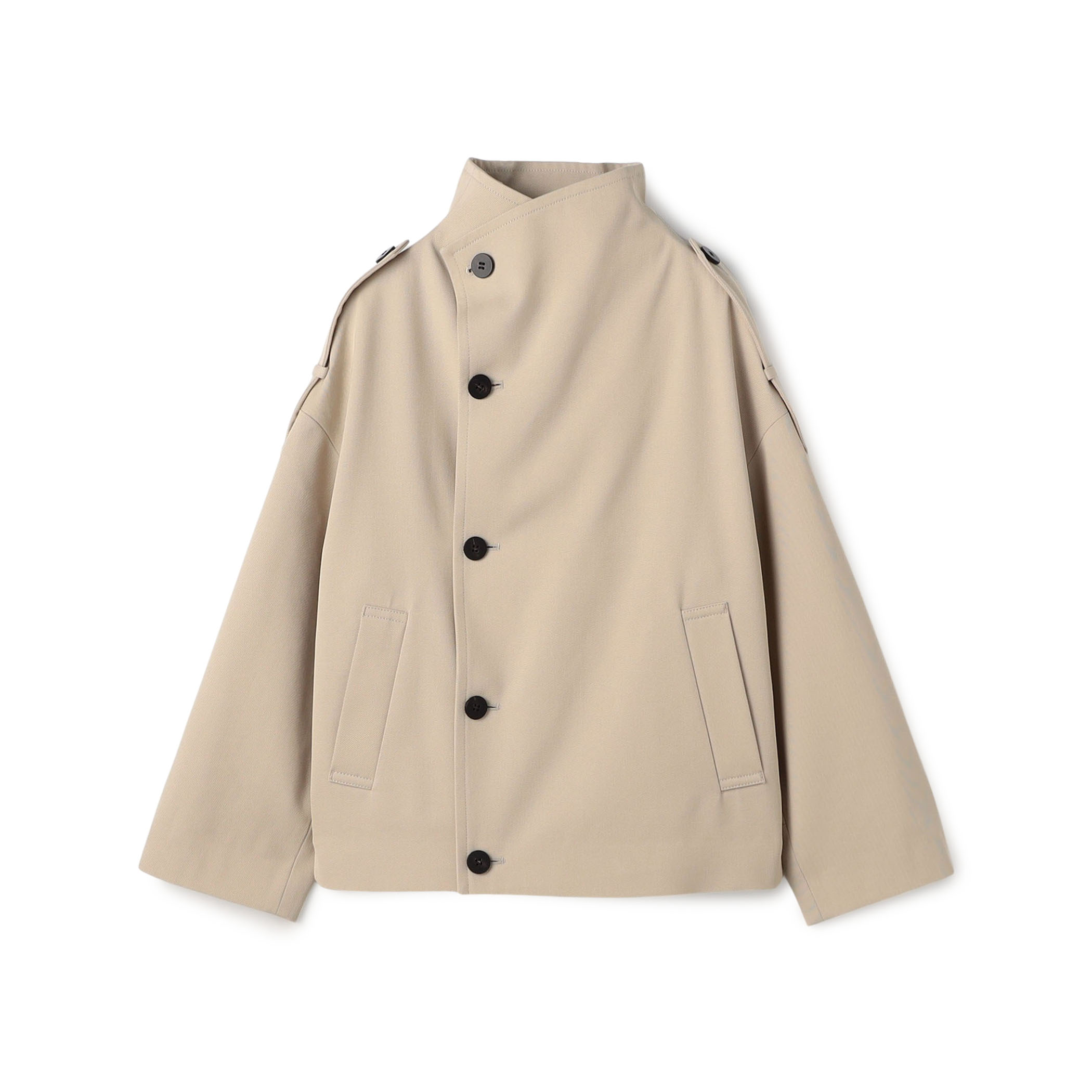 コットンウールギャバジン ハイネックショートコート