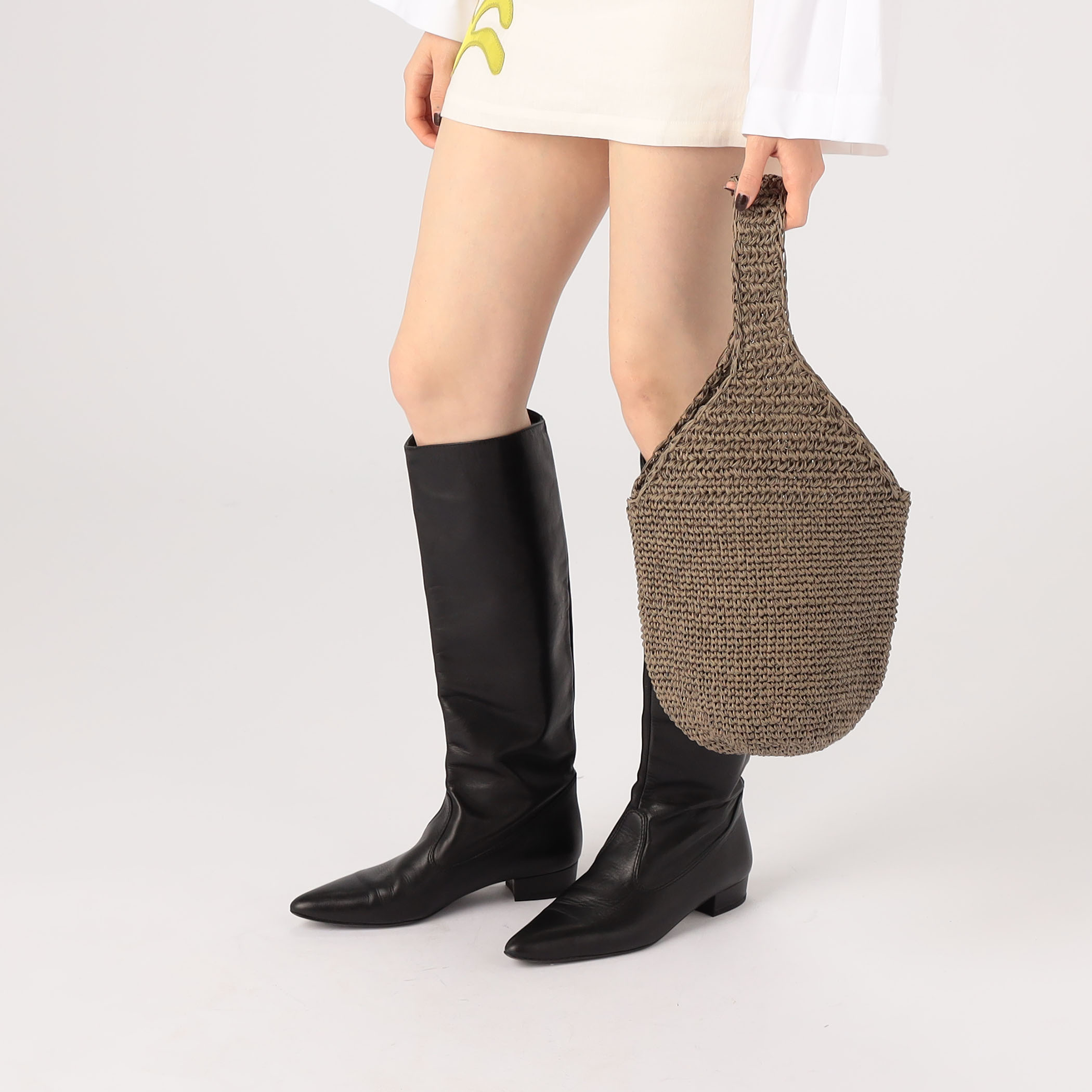 AETA  SHOULDER ラフィア　バック　美品 Aeta アエタ♡ SHOULDER : L ブラック ラフィアバッグ 新品