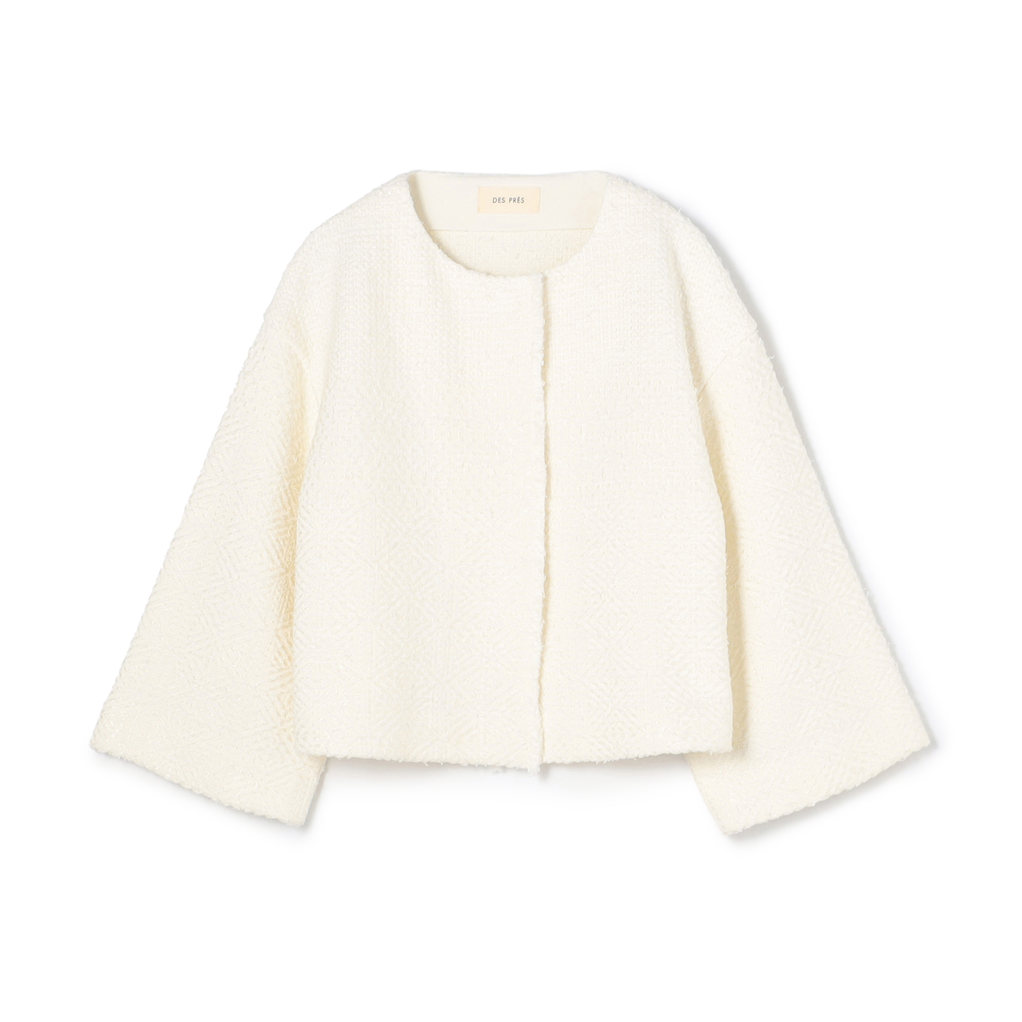 インレイパターン クロップドニットジャケット