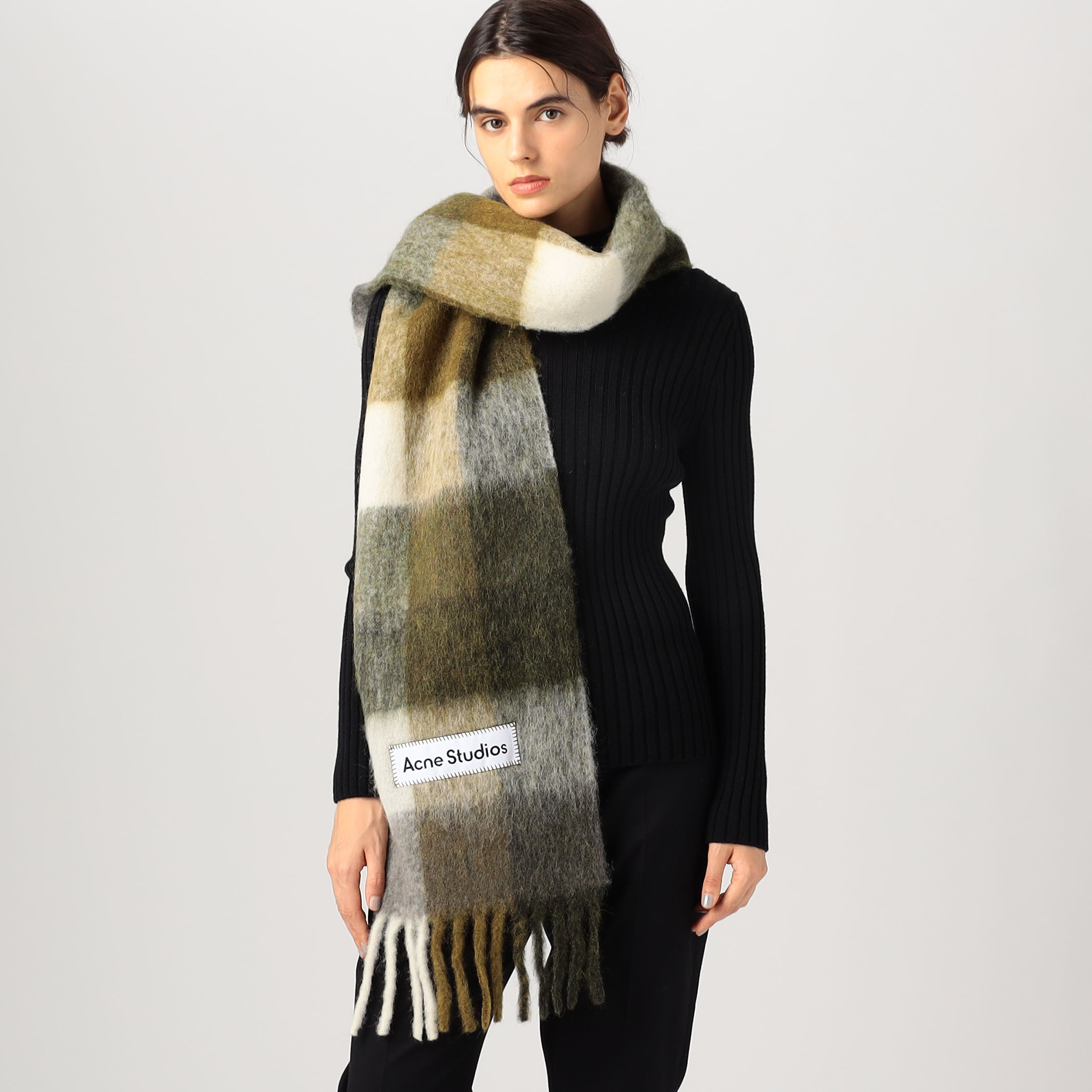 Acne Studios チェック柄マフラー 230x38cm Acne Studios (アクネストゥディオズ) モヘヤ混 チェック柄 マフラー