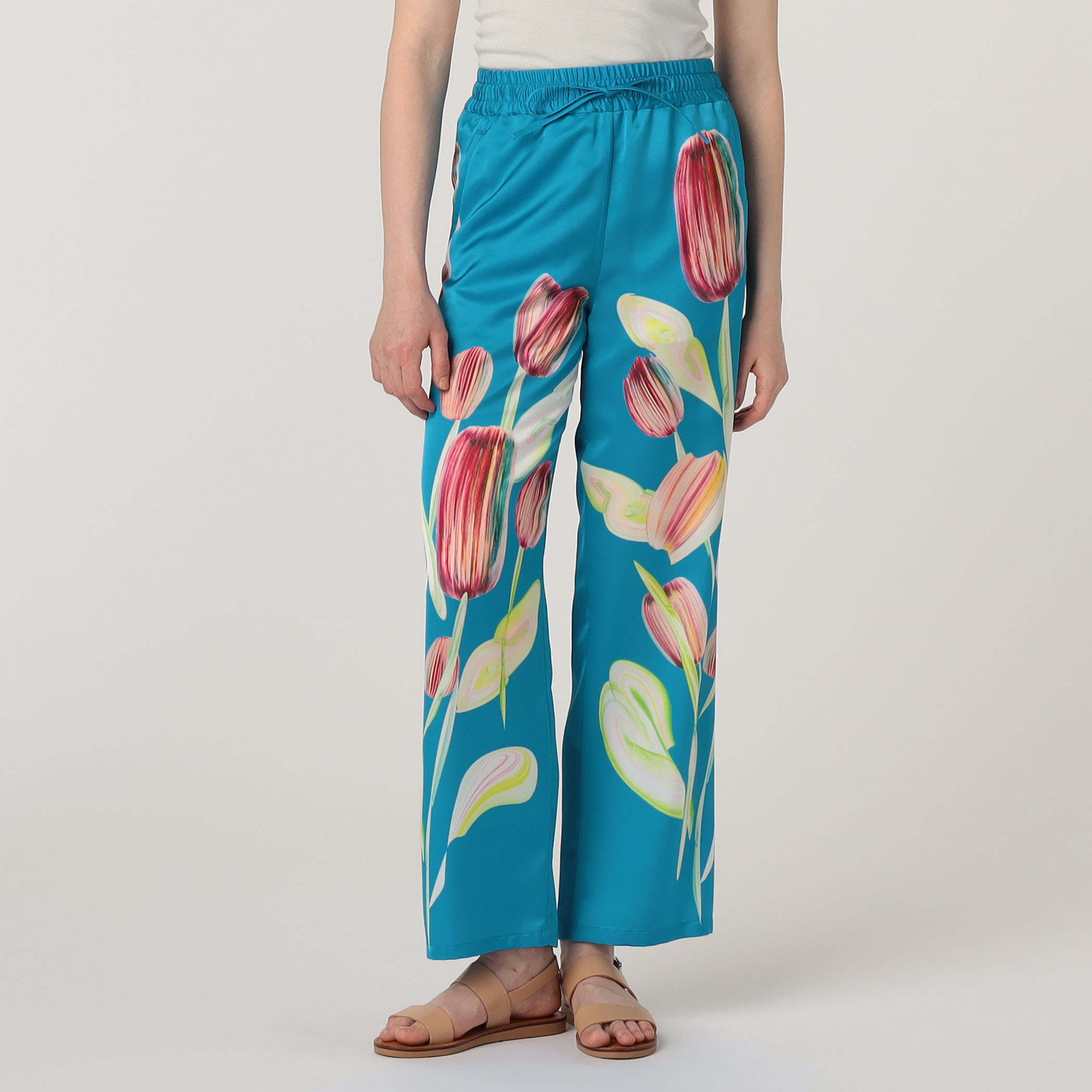 TELMA パンツ TELMA】 Printed Chiffon Shirt【KANAKO SAKAI】WOOL WIDE TROUSERS