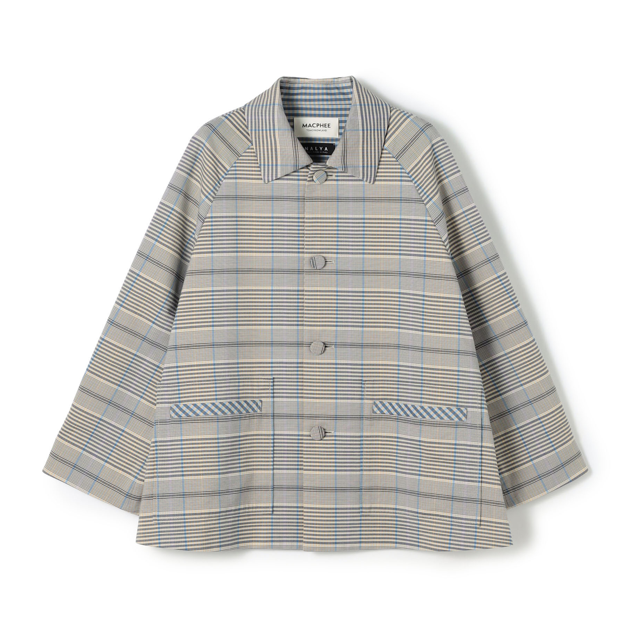 トゥーサイドチェック ステンカラーショートコート