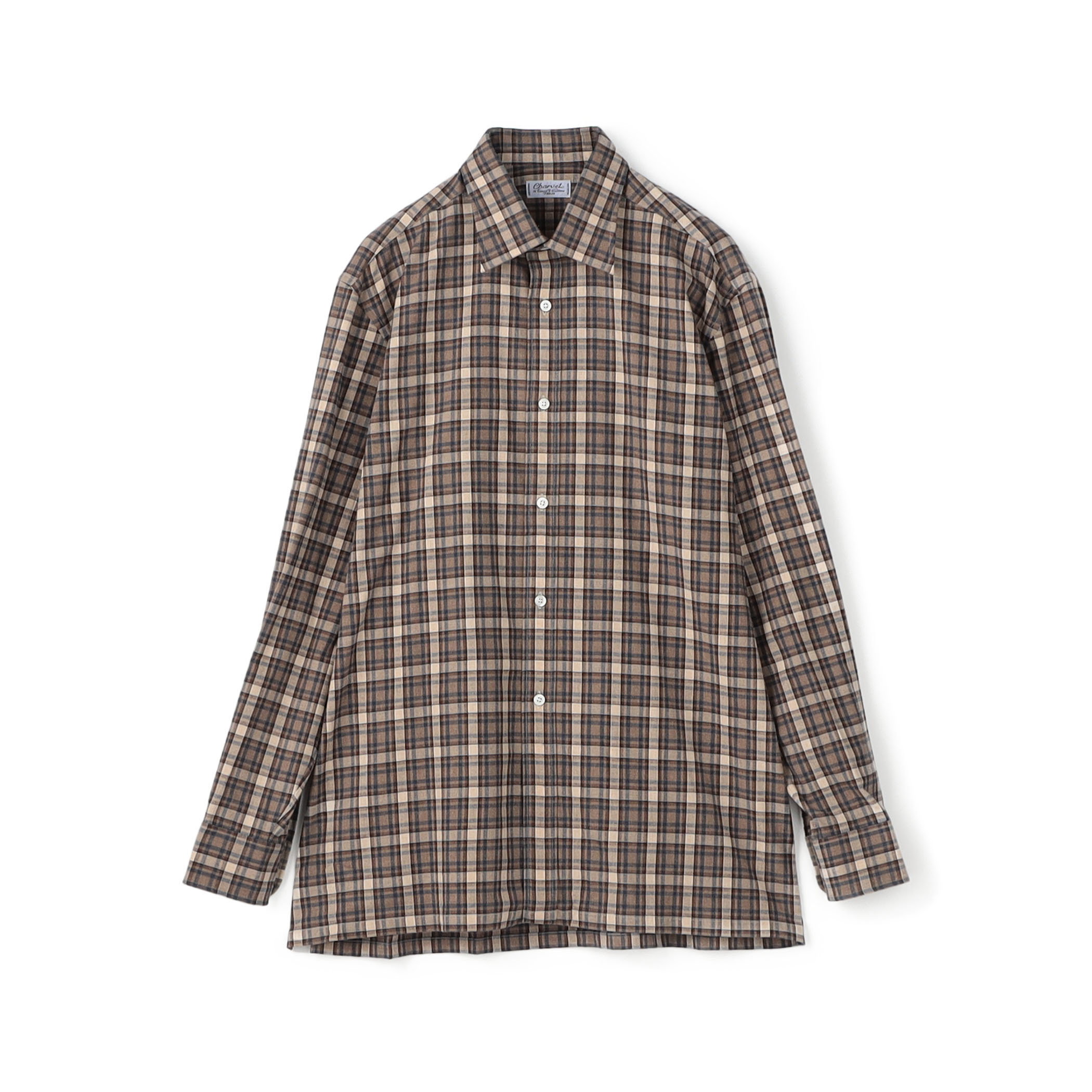 Charvet  コットンネル セミワイドカラーシャツ