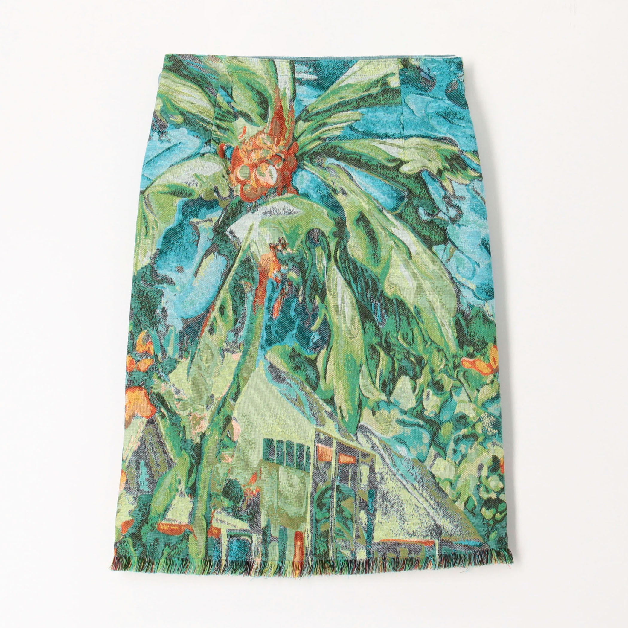 美品 CABaN リーフジャカード ミディスカート グリーン ¥49,500 リーフジャカード ミディスカート（スカート）｜CABaN（キャバン
