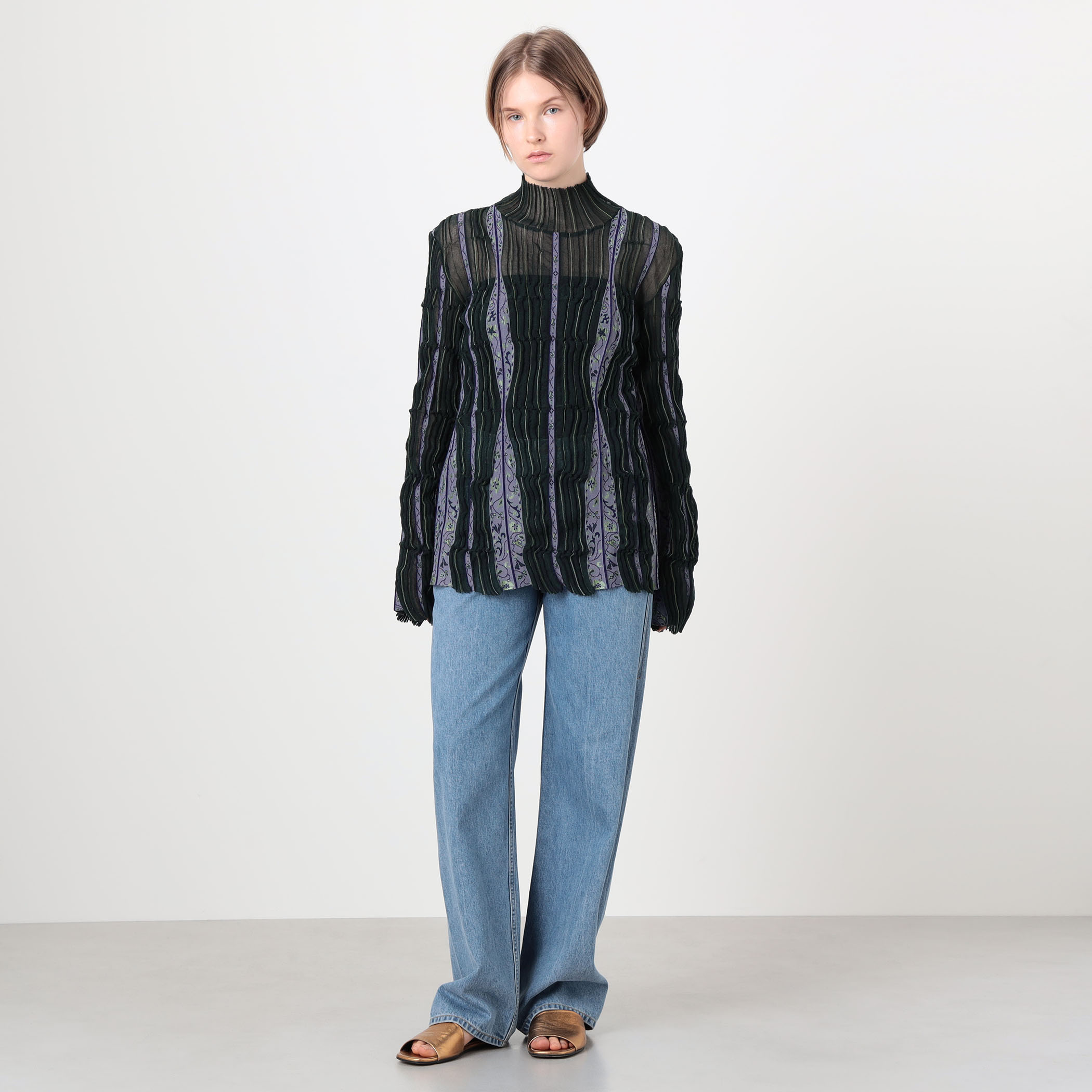 mame kurogouchi サッシュジャガード フリンジニットトップス Mame Kurogouchi Fluid Jacquard Knit Top ジャカードニット