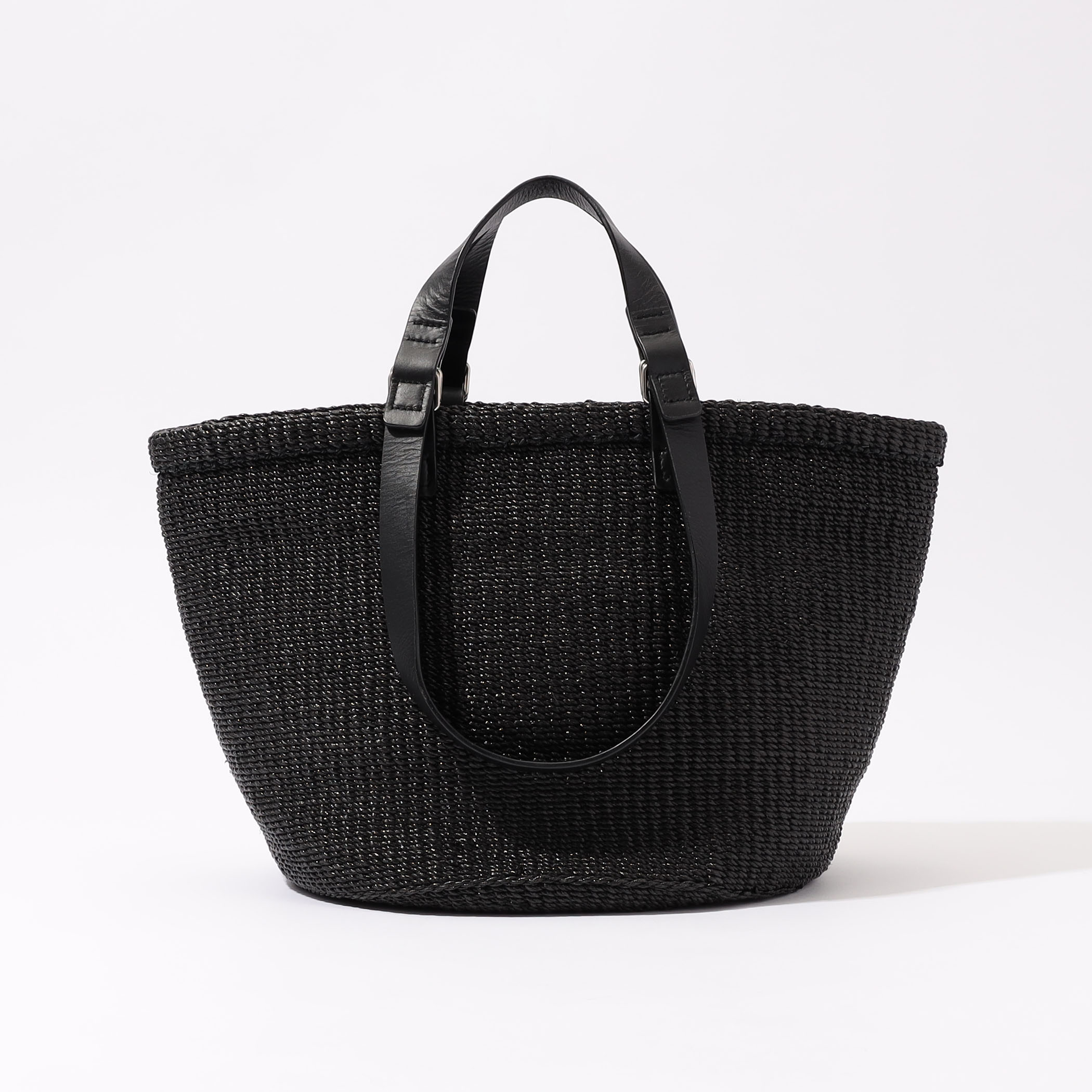 Backet Buggage かごバッグ　アバカ素材/牛革　ブラック BUCKET BUGGAGE Basket Large トートバッグ｜トゥモローランド 公式サイト