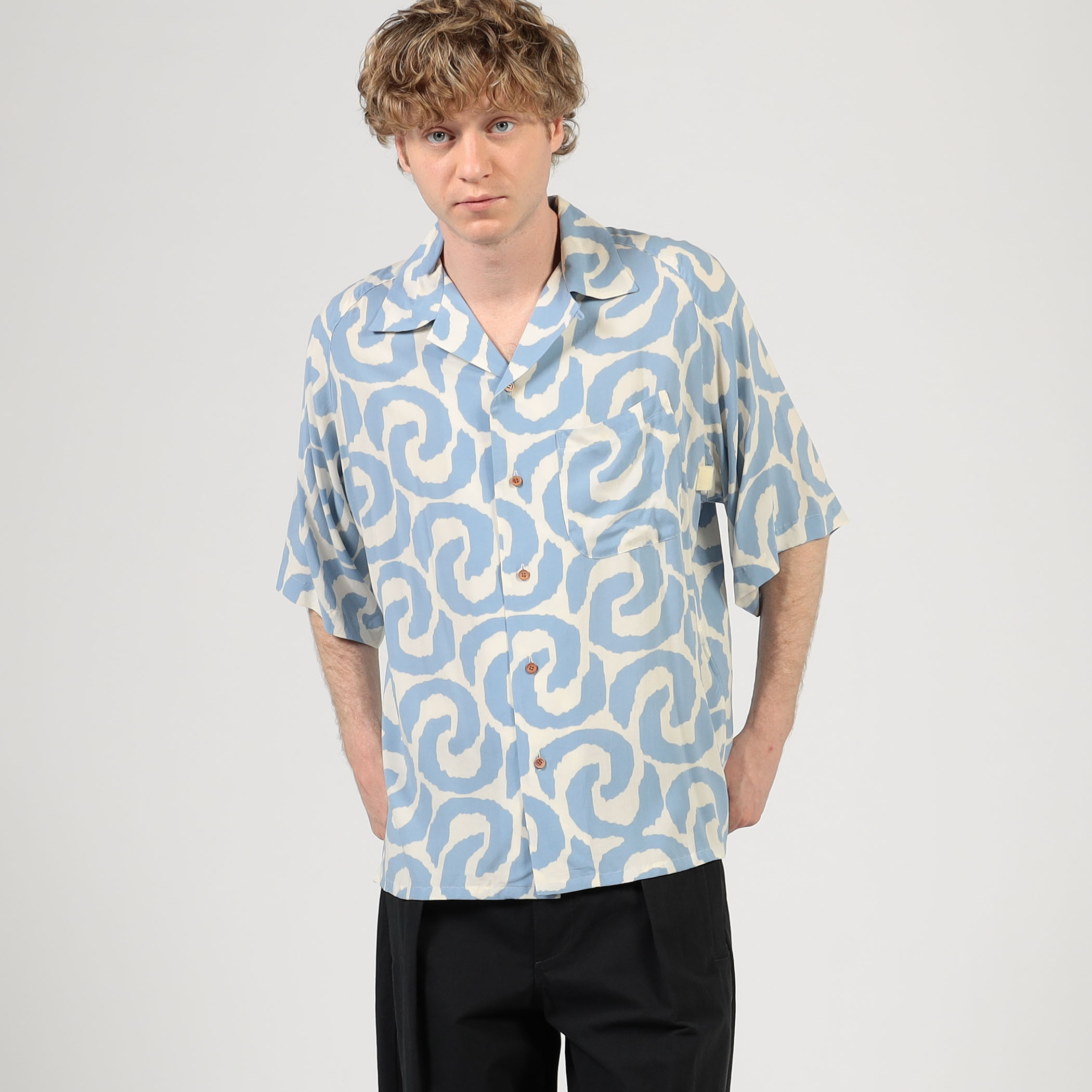 別注】m's braque ポリエステル オープンカラー ハーフスリーブシャツ