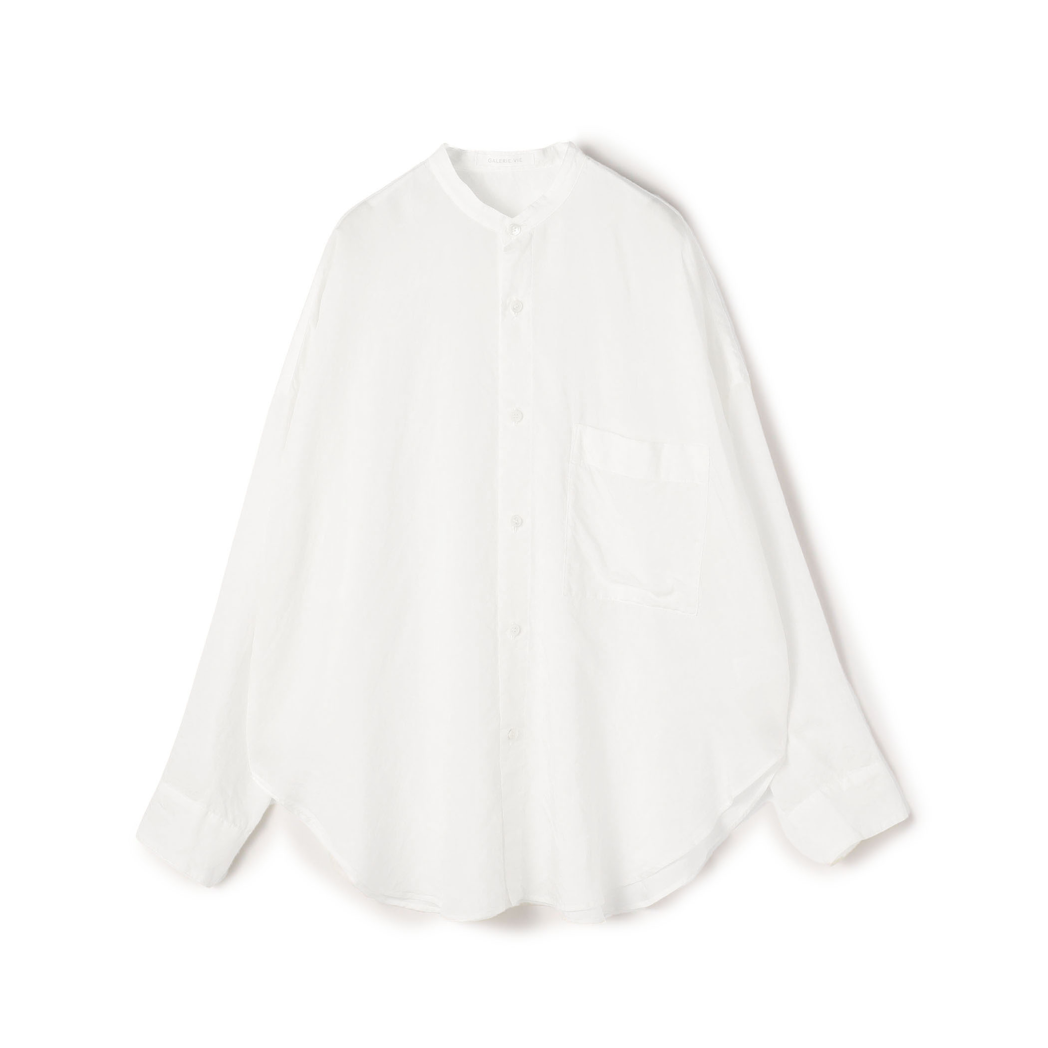 セルロースシルクブロード スタンドカラーシャツ