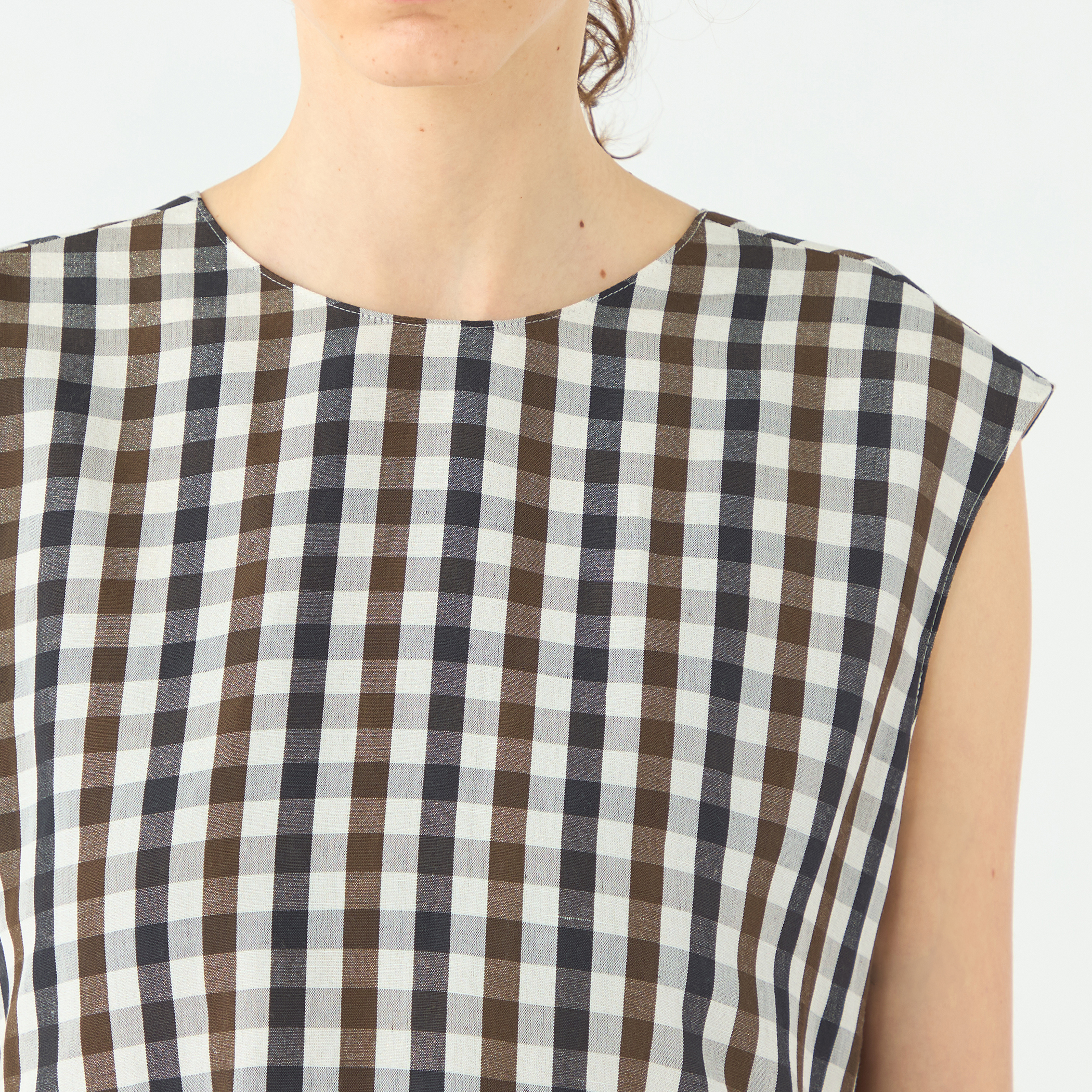 ピコロールギンガムチェック コクーンワンピース｜トゥモローランド