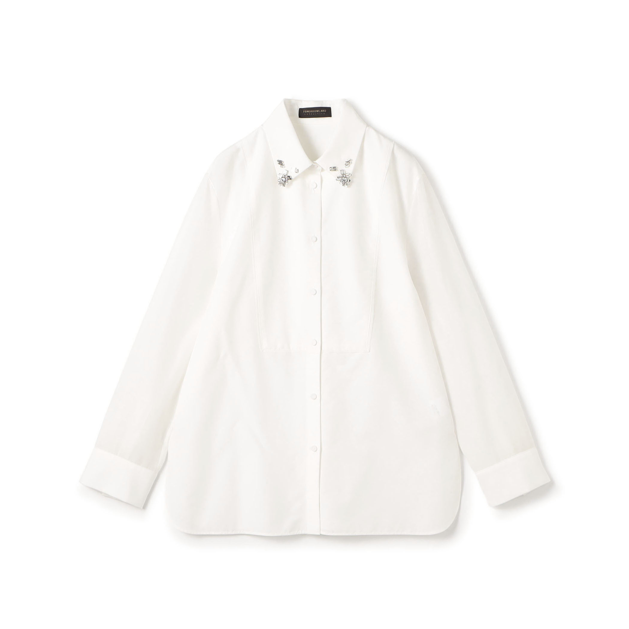 オーガンジーコンビ ビジューカラーシャツ