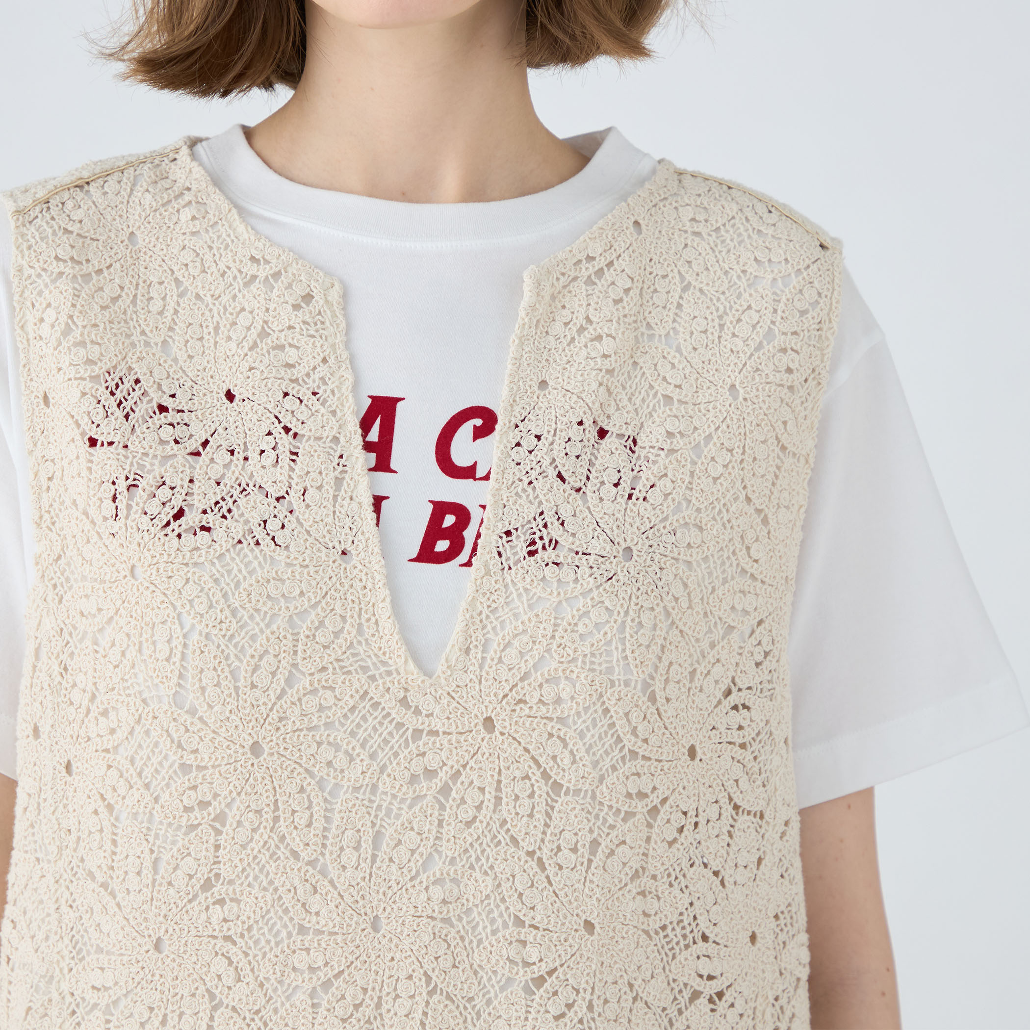 ウィンドミルクロシェ ノースリーブワンピース