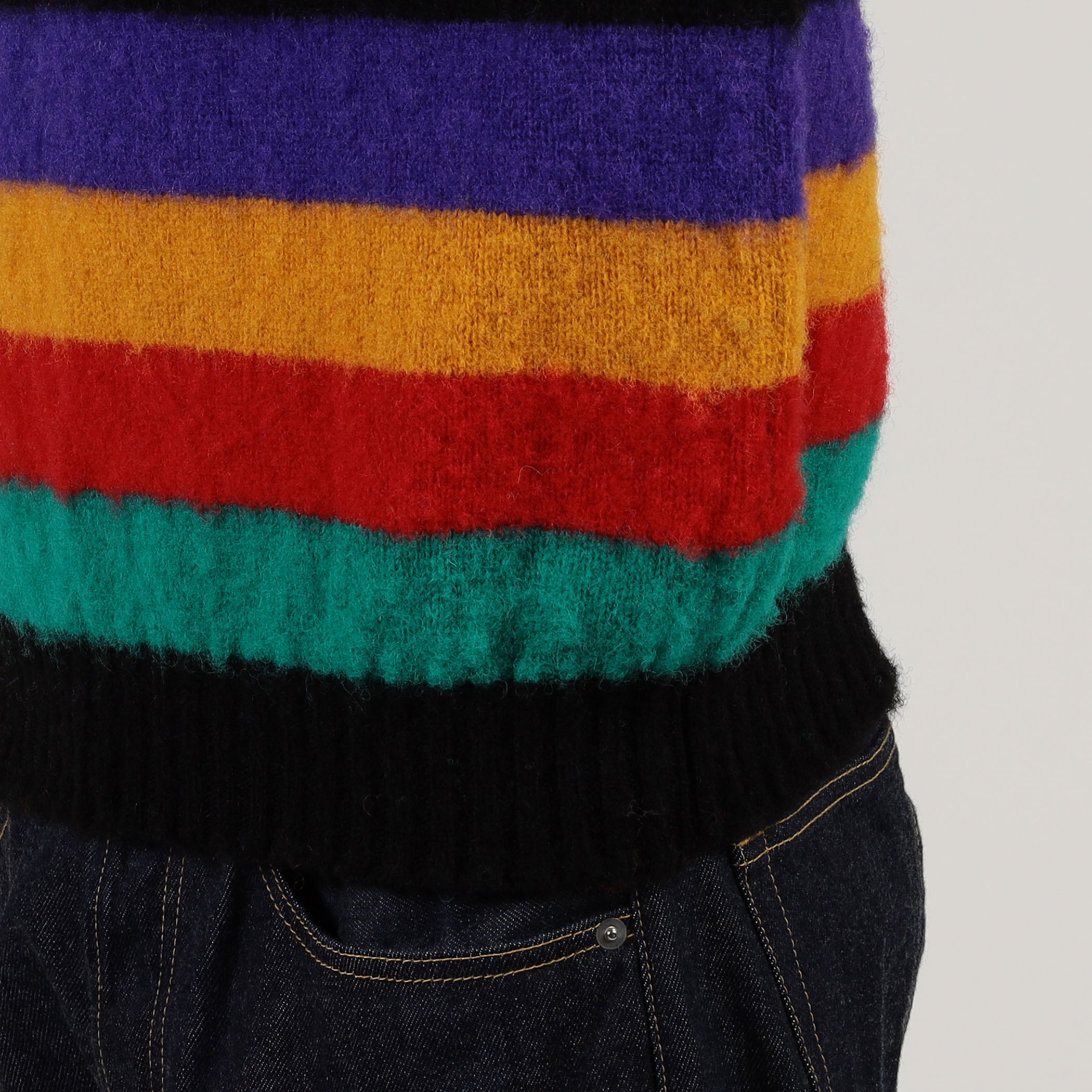 Drake's ウール マルチボーダー クルーネック プルオーバーニット