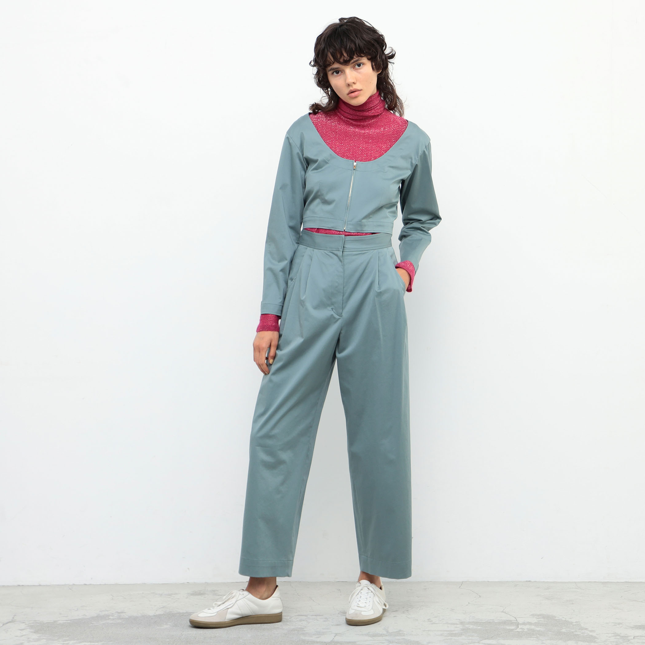 ストレッチコットン ショートジップアップブルゾン
