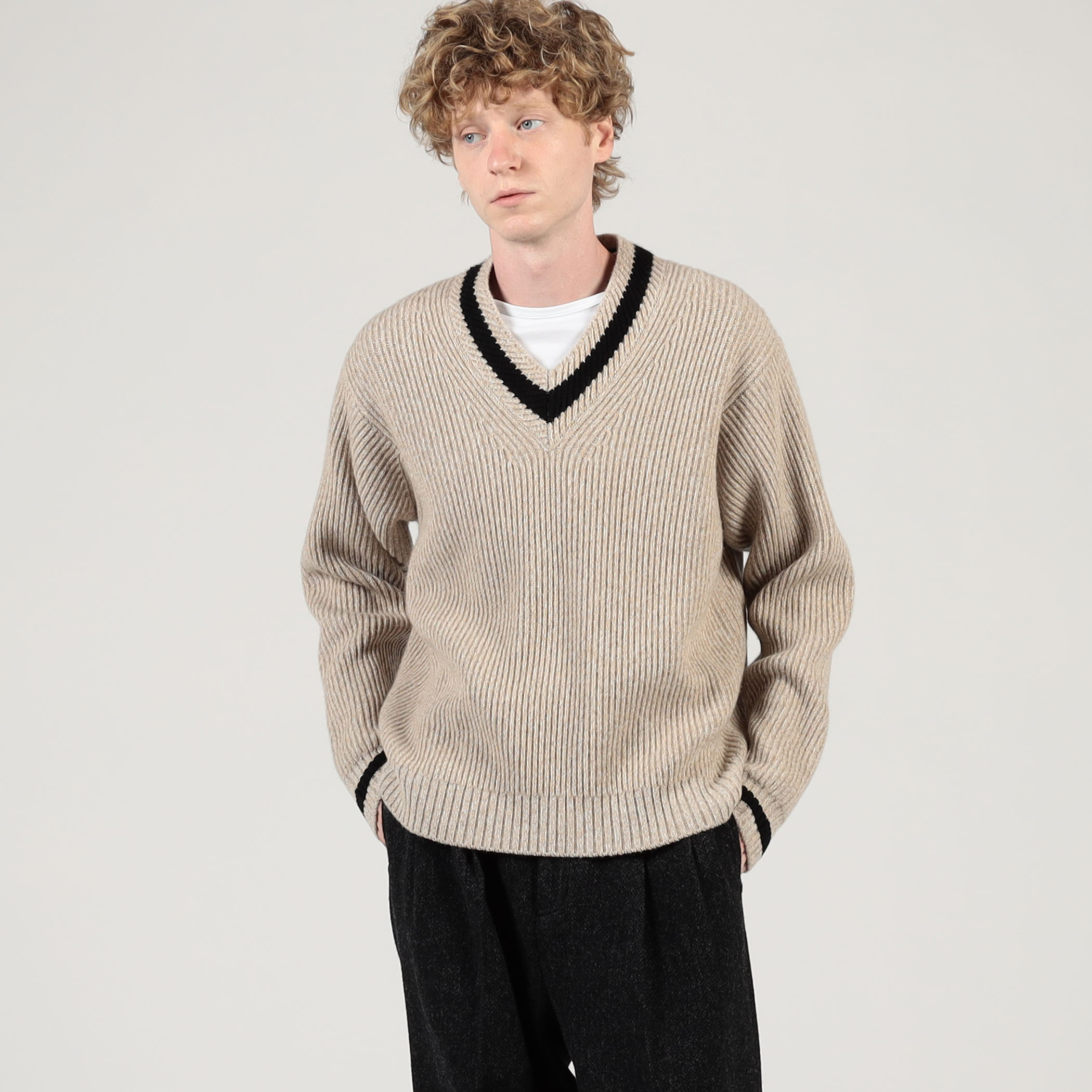 TOMORROWLAND Tricot ウールカシミヤ メランジニット Vネックプル