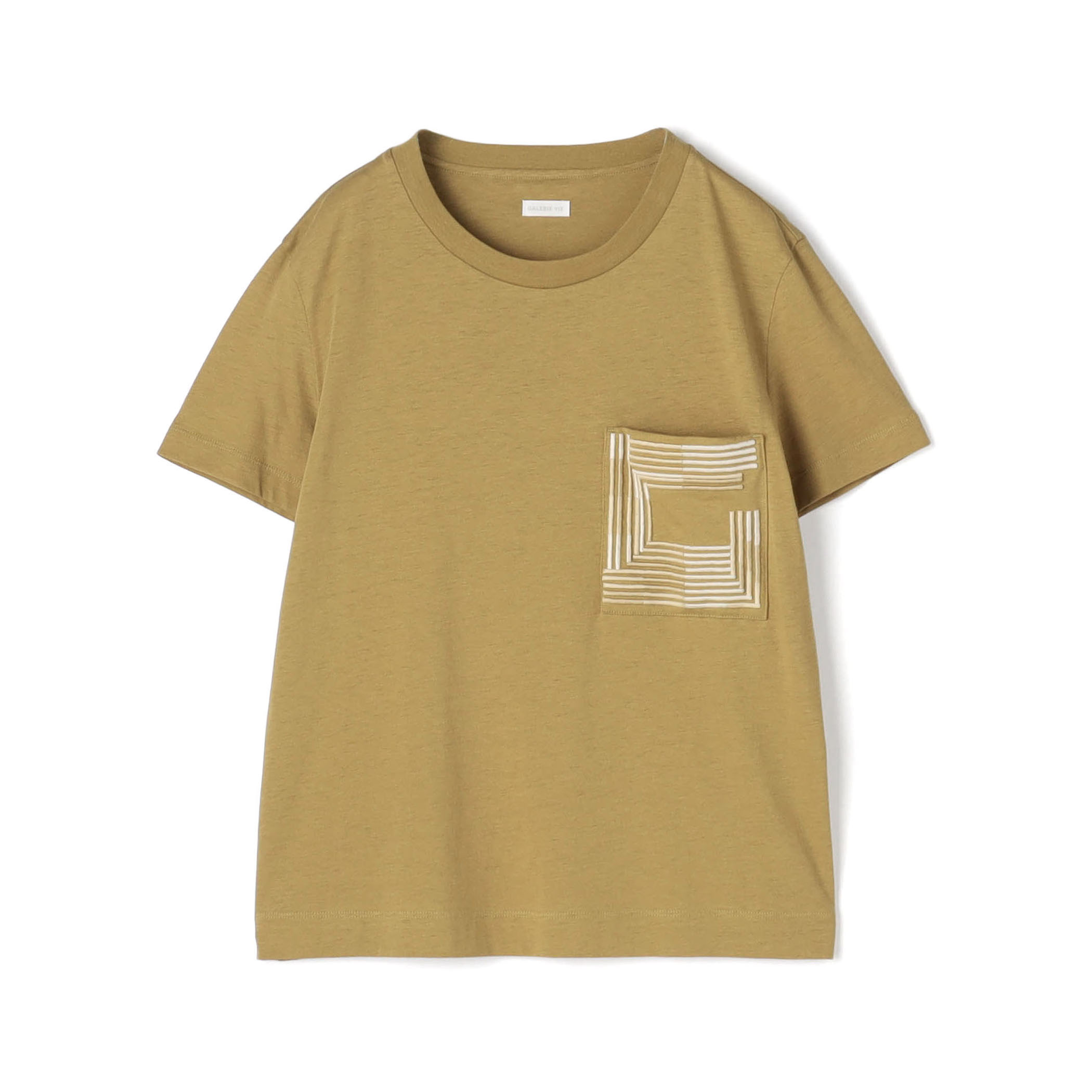 コットンリネンジャージー エンブロイダリーポケットプルオーバー