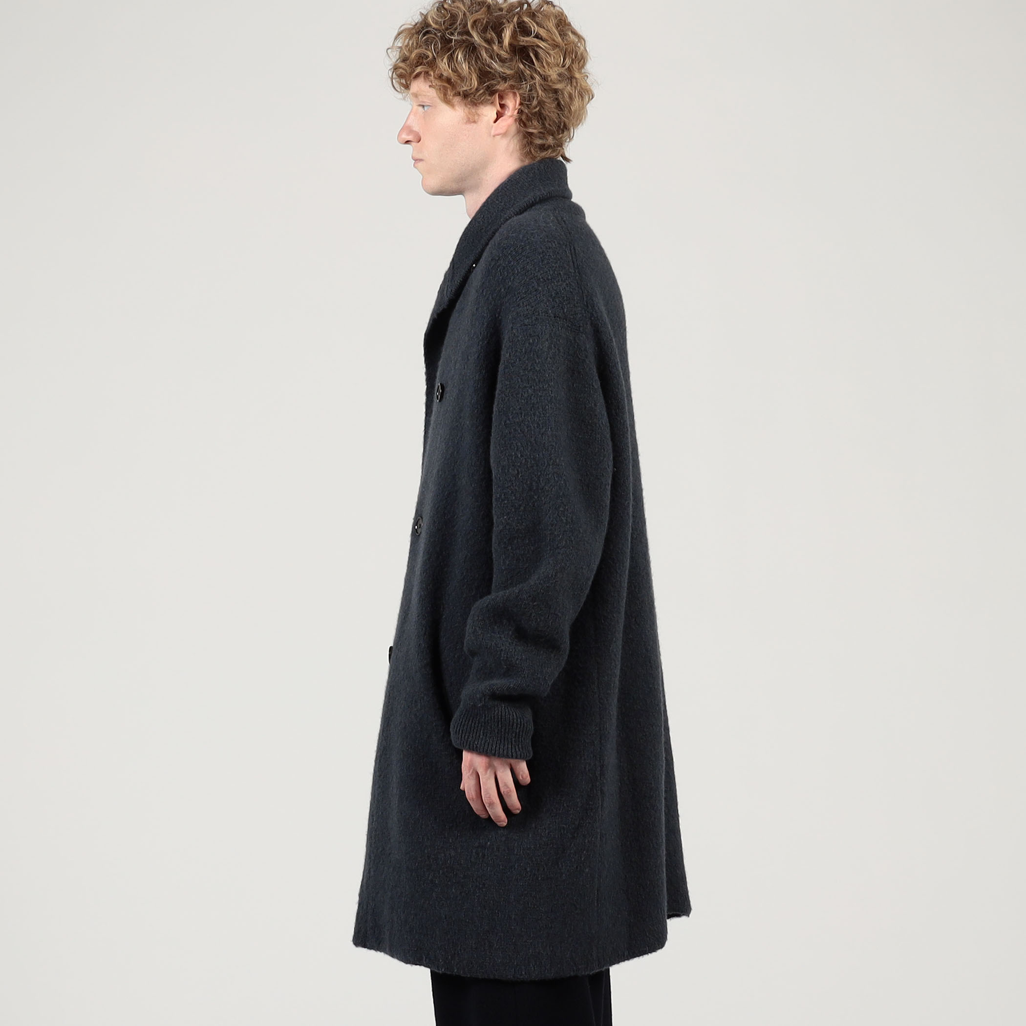 ウールカシミヤシルク ダブルブレステッド ニットコート