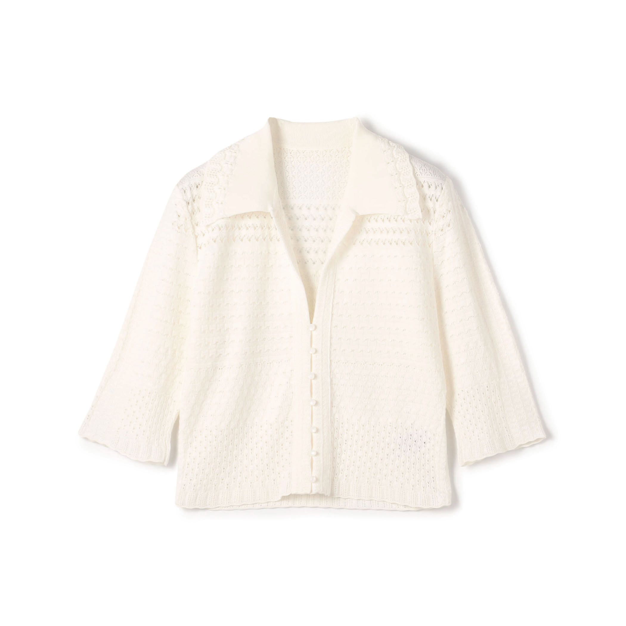 Mame Kurogouchi Lace Knitted Top - white