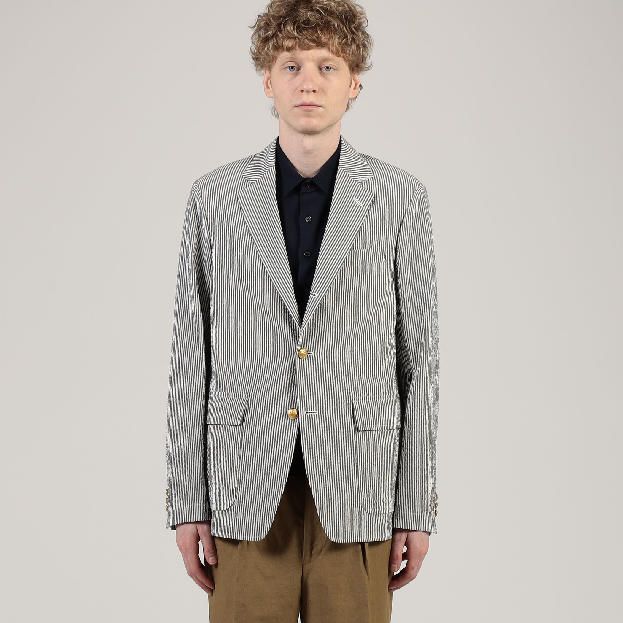 ウールポリエステル サッカー シングルブレステッド3Bジャケット