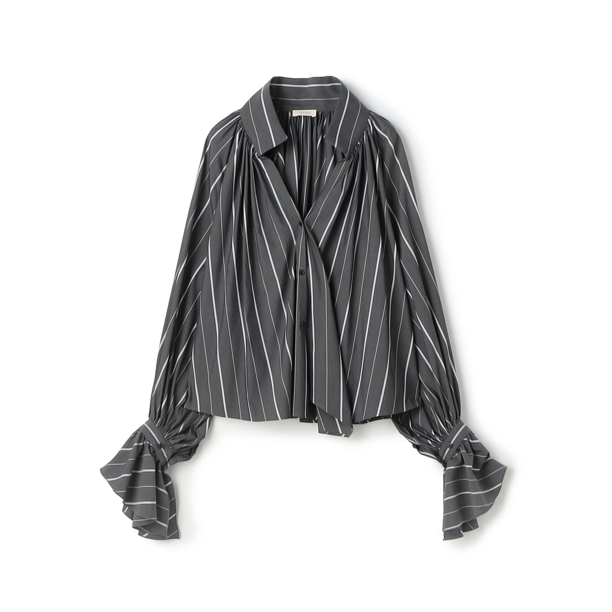 【WEB先行予約】コットンストレッチポプリン ハイネックギャザーブラウス