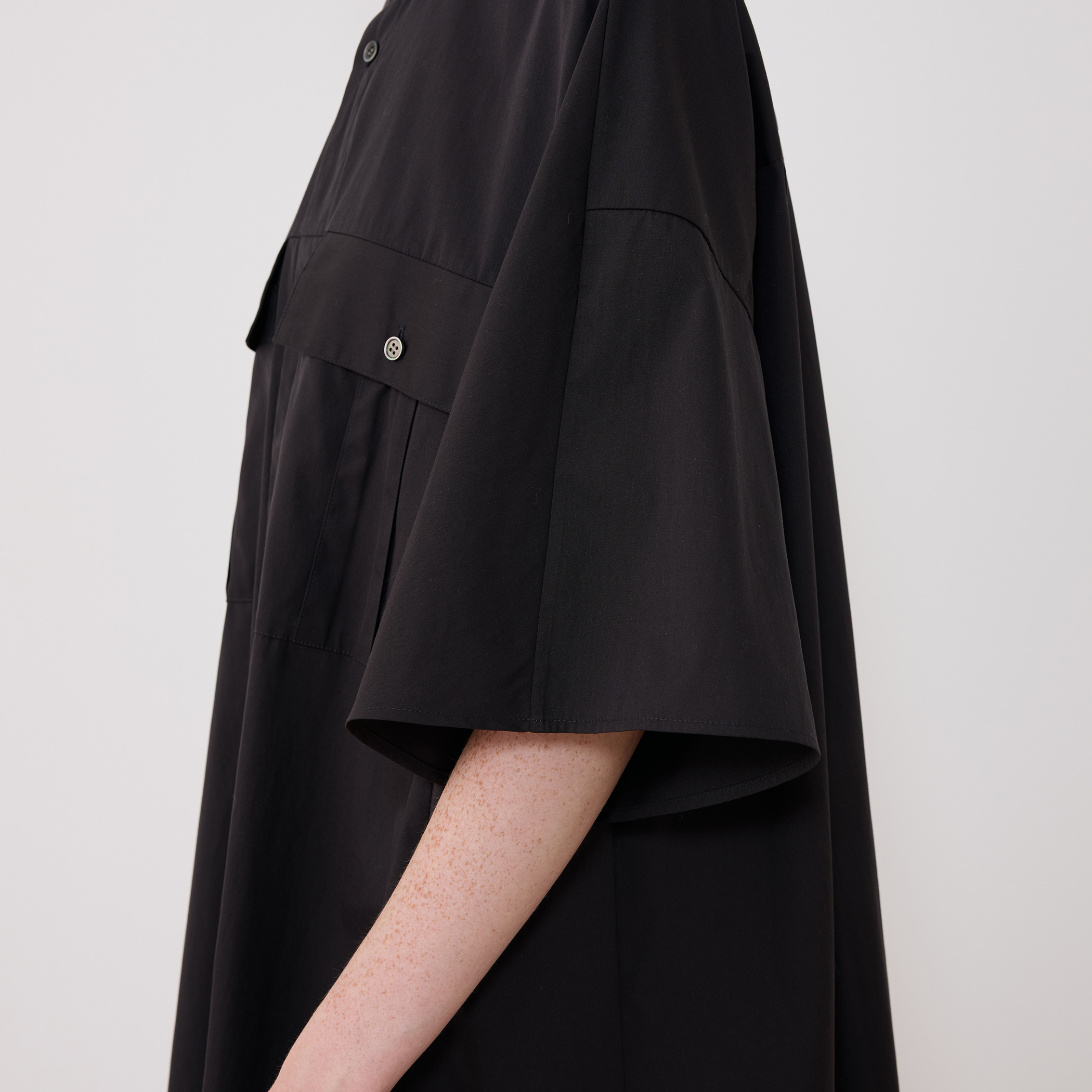 コンパクトポプリン スタンドネックシャツワンピース