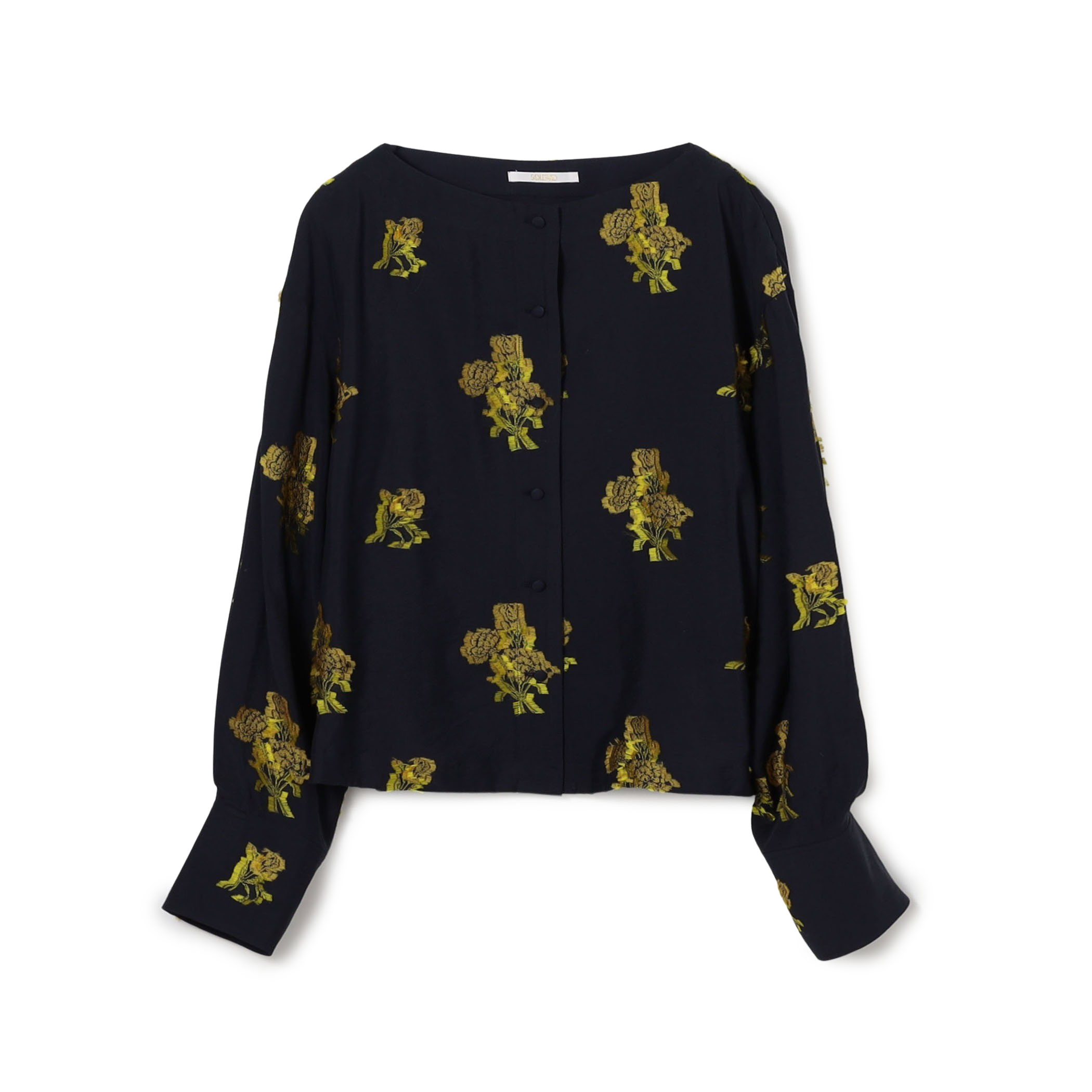 カットジャカード ボートネックブラウス