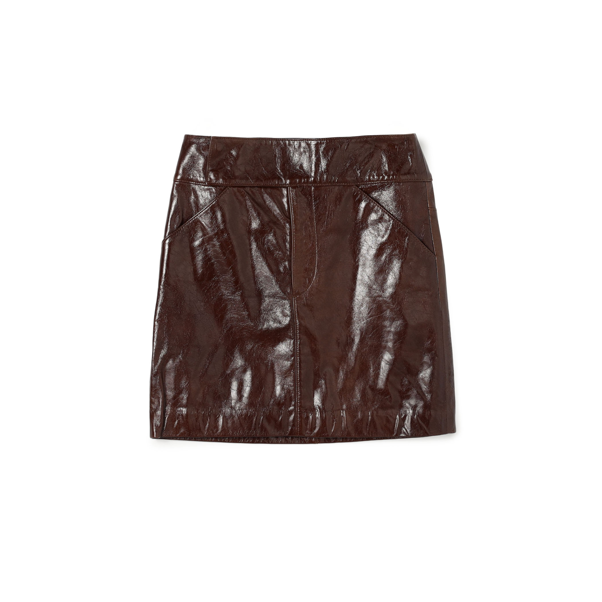 edition pourell パテントレザー ボックス ミニスカート