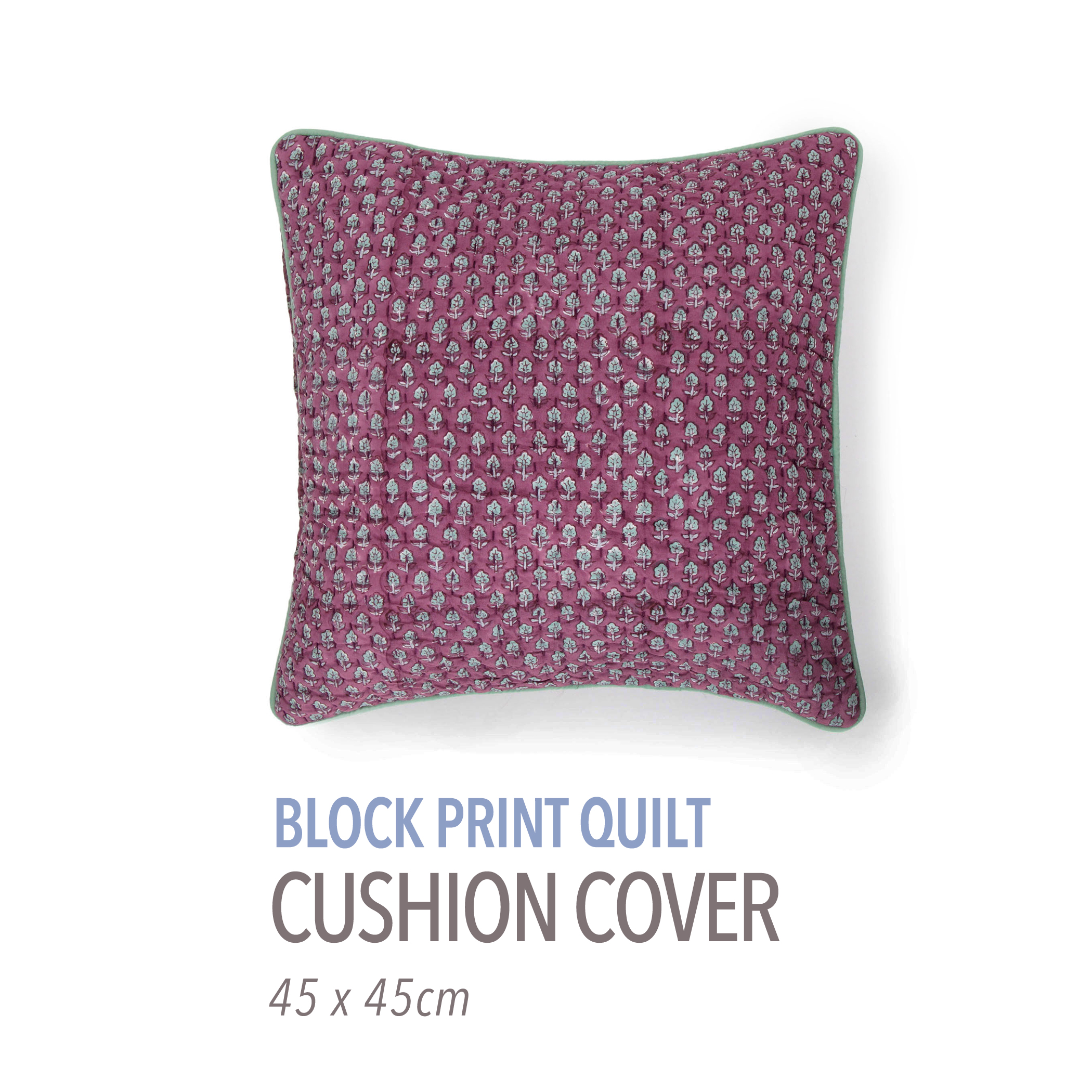 ブロックプリントキルト クッションカバー（45cm×45cm）