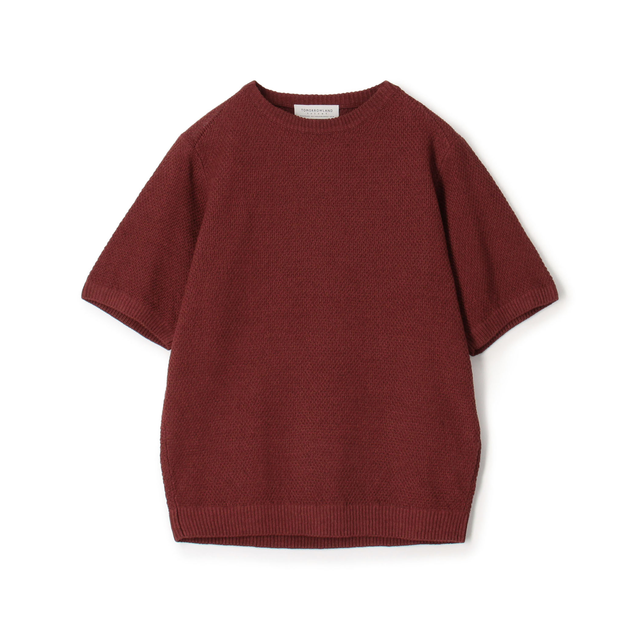 TOMORROWLAND tricot コットンリネン モスステッチ柄クルーネック半袖ニット
