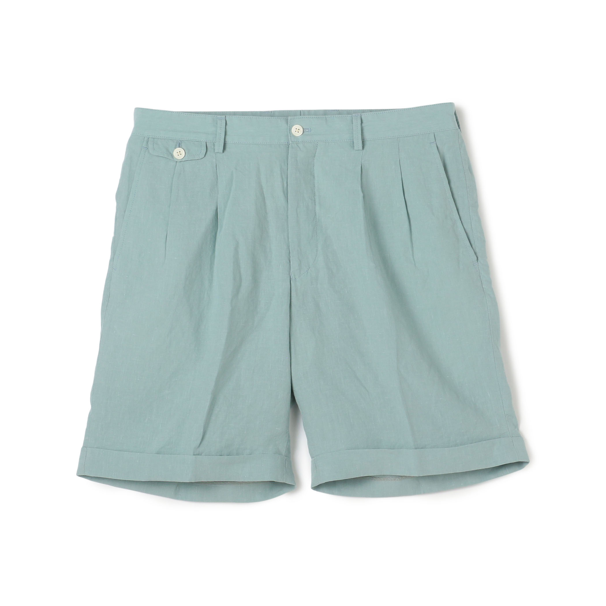 80リネン 2プリーツバミューダショーツ