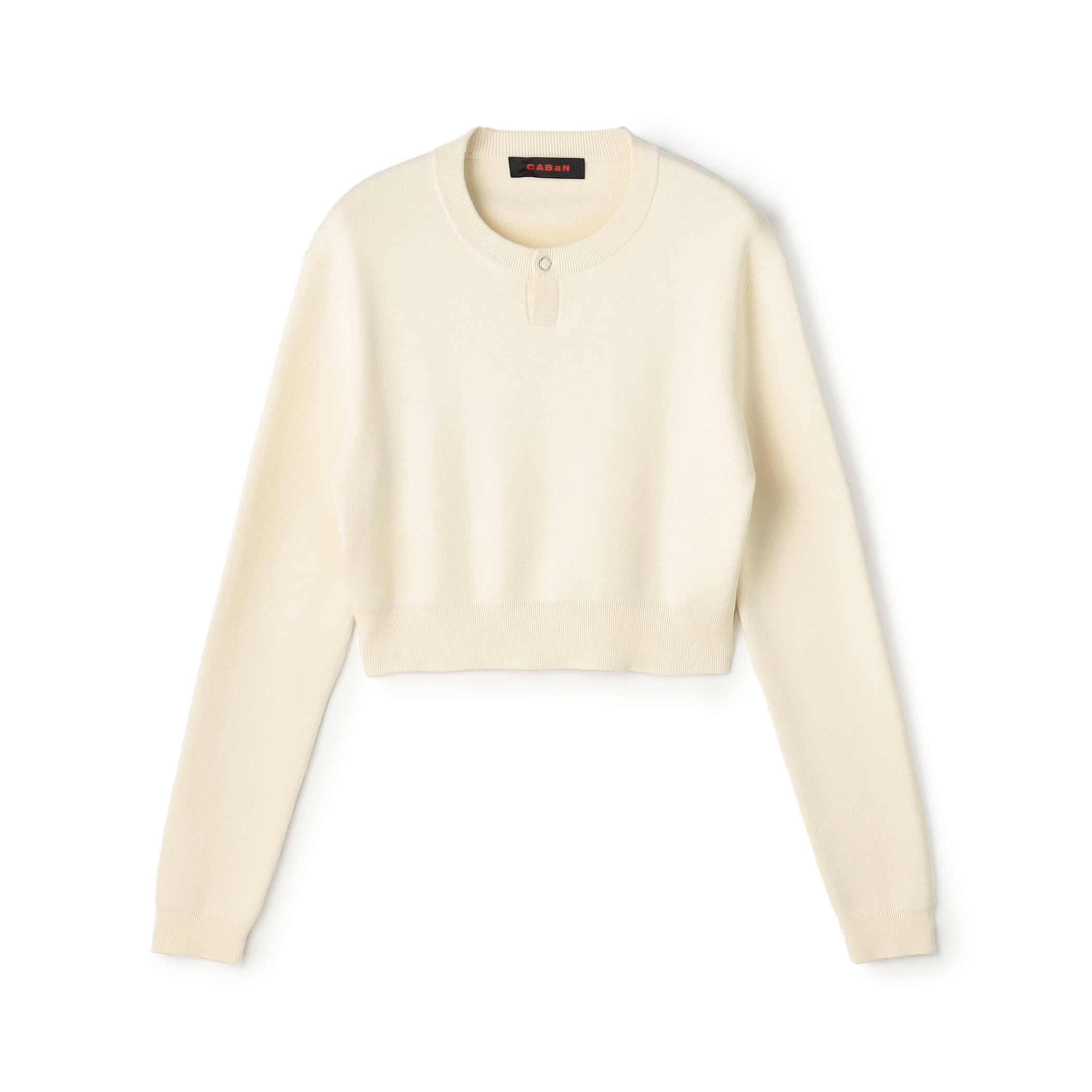 コットンカシミヤ ヘンリーネッククロップドプルーバー