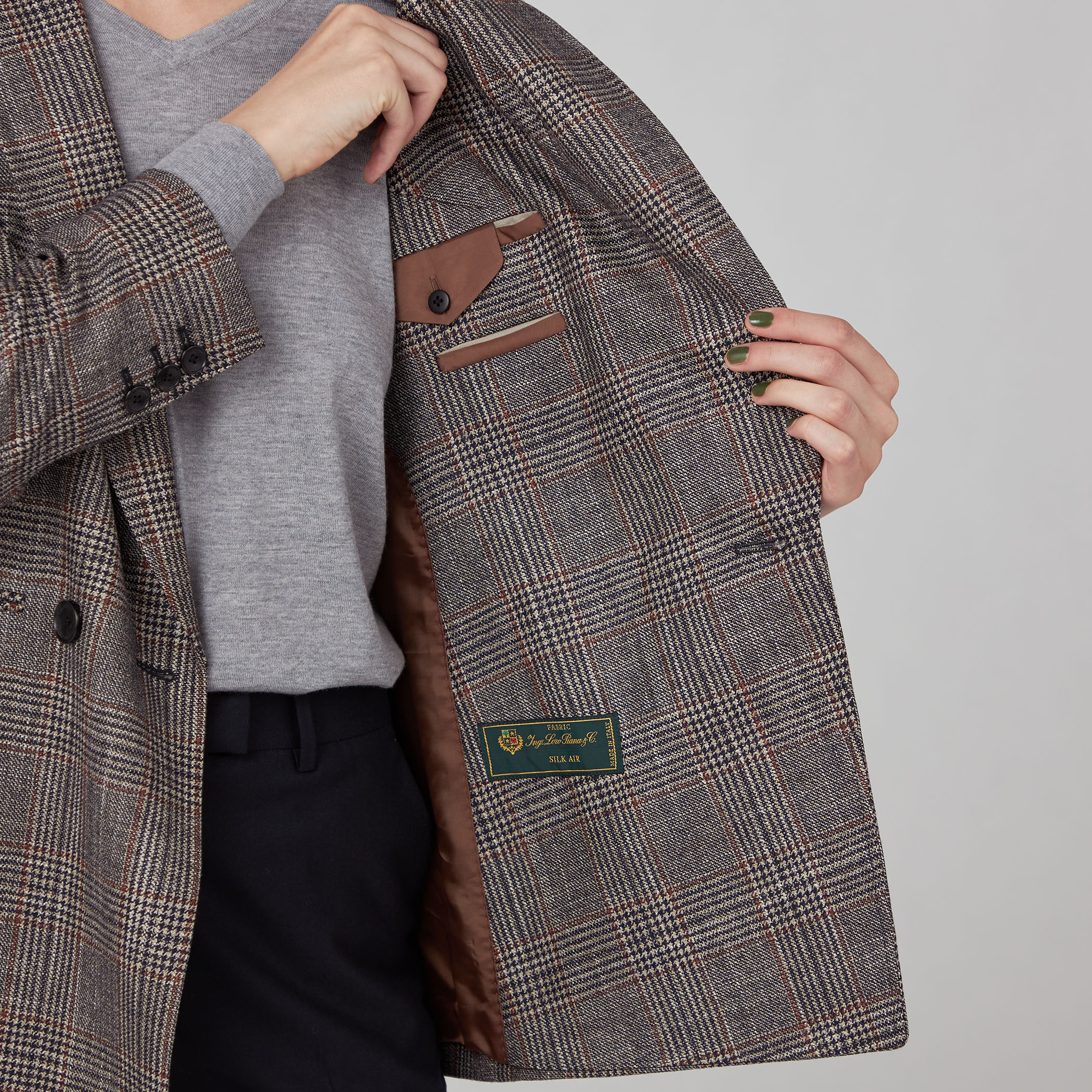 SILK AIR GLEN CHECK ダブルブレストジャケット