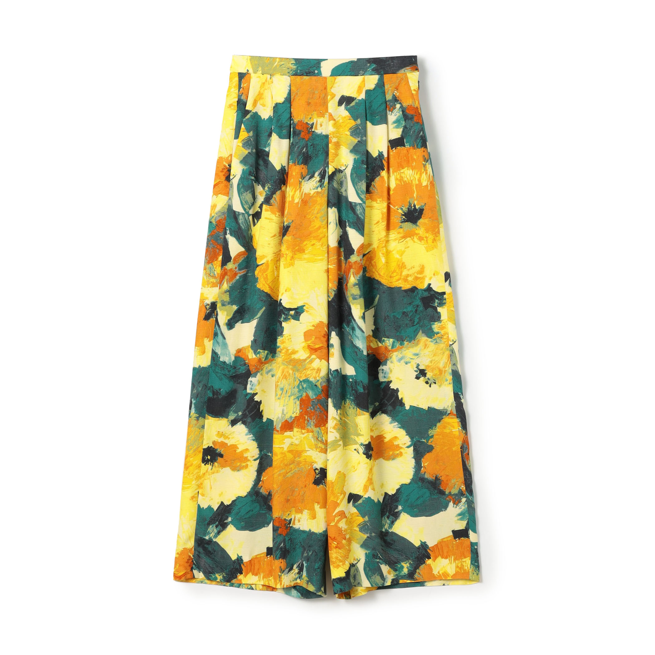 スカンブルフラワープリント タックワイドパンツ