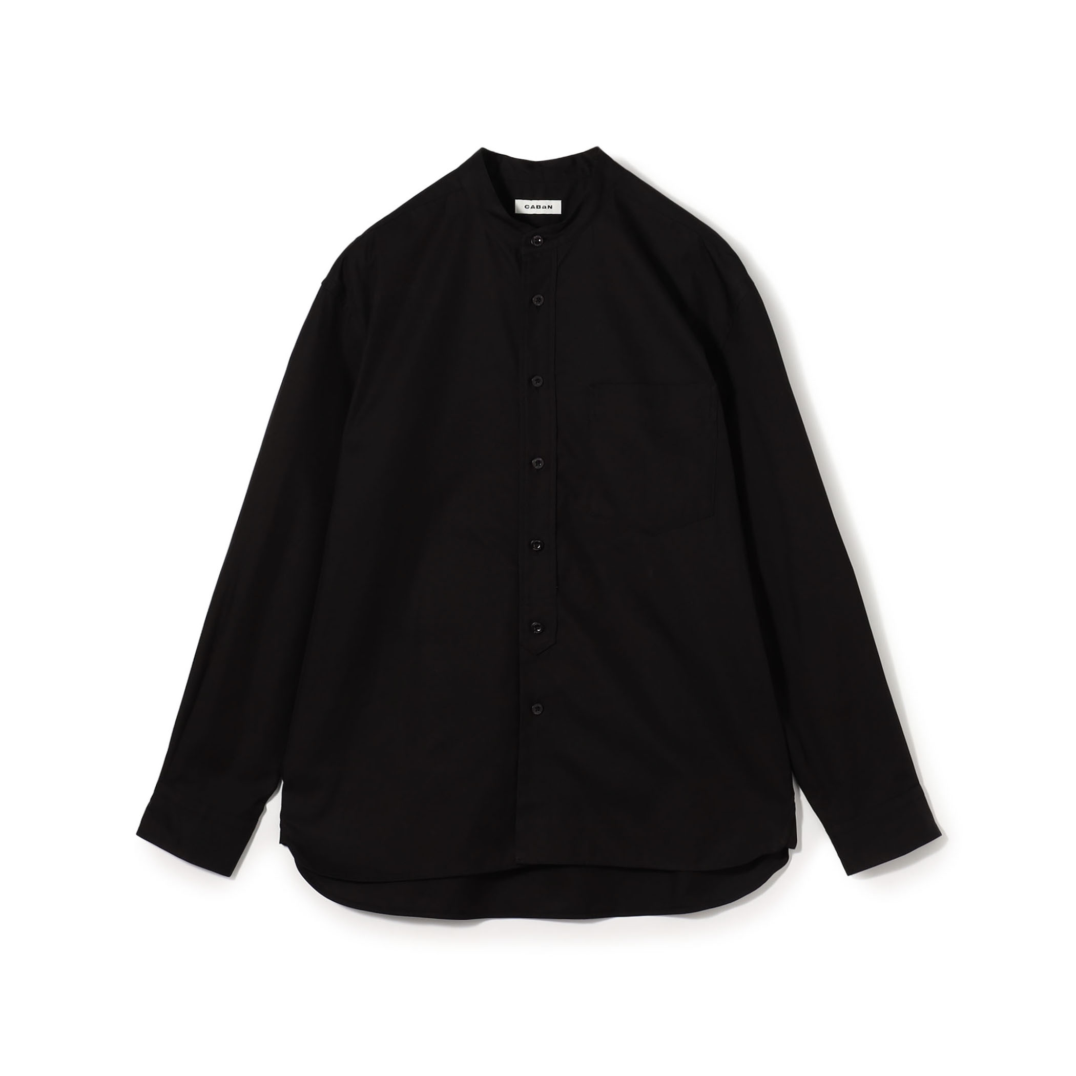 コットンギャバジン バンドカラーシャツ