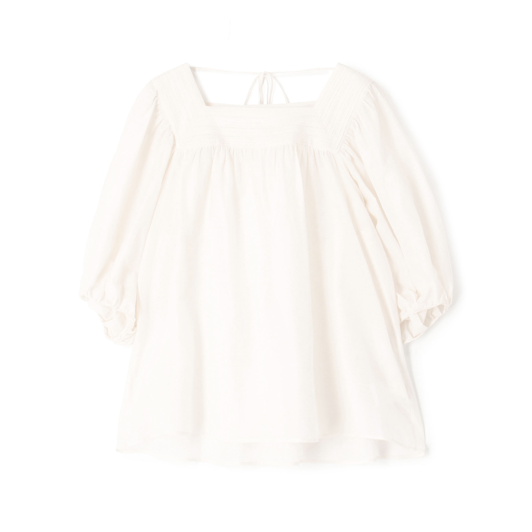 コットンシルク スクエアネックブラウス